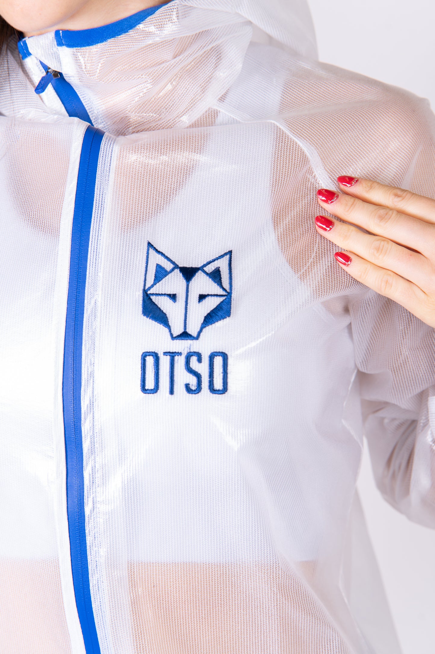 Waterproof Jacket - White & Royal Blue