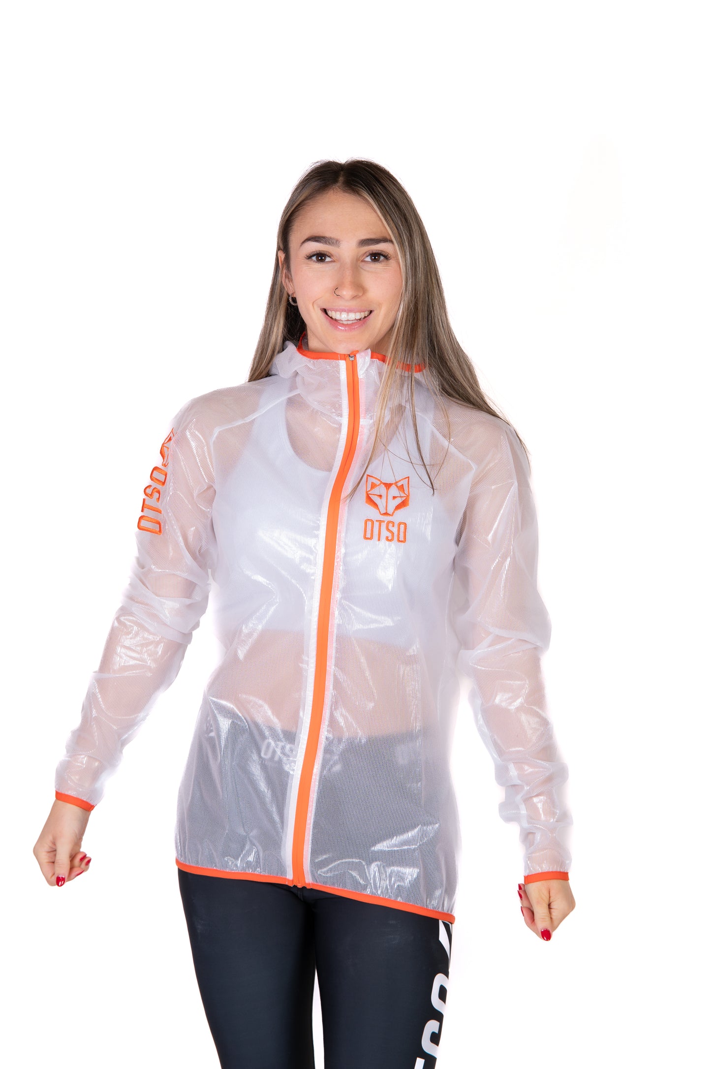 Waterproof Jacket - White & Fluo Orange