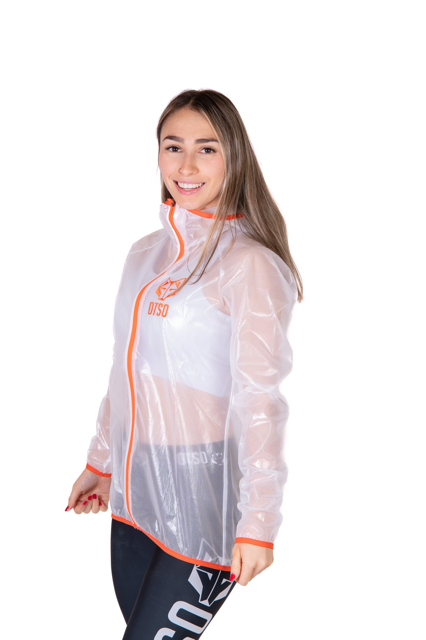Waterproof Jacket - White & Fluo Orange