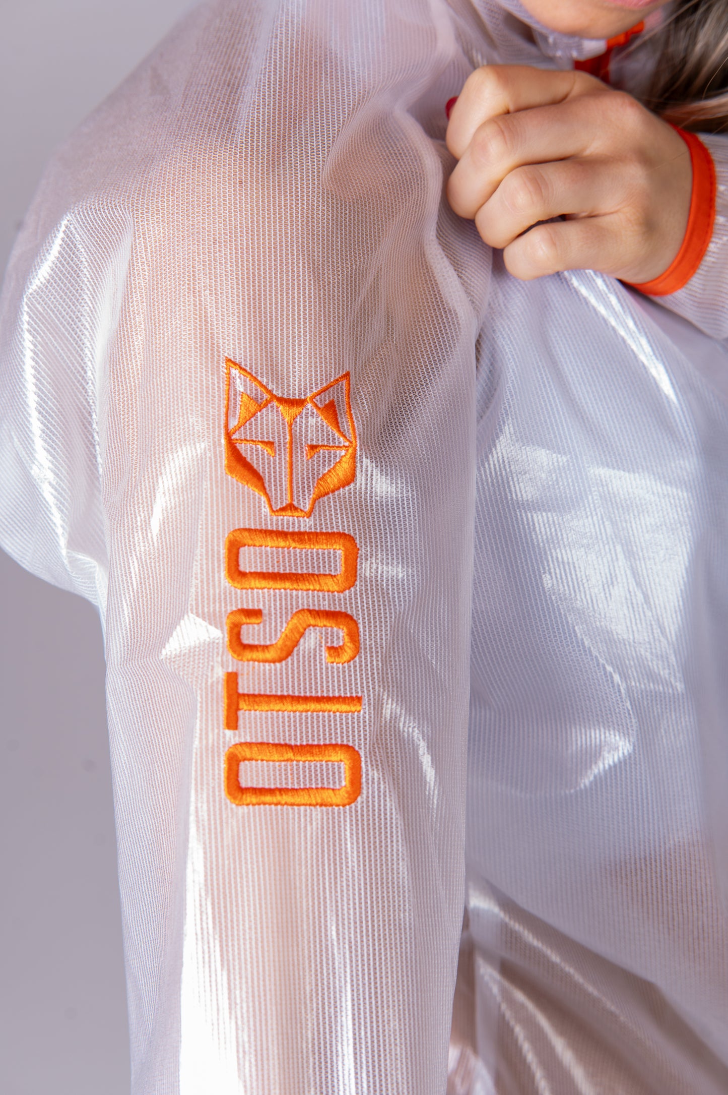 Waterproof Jacket - White & Fluo Orange
