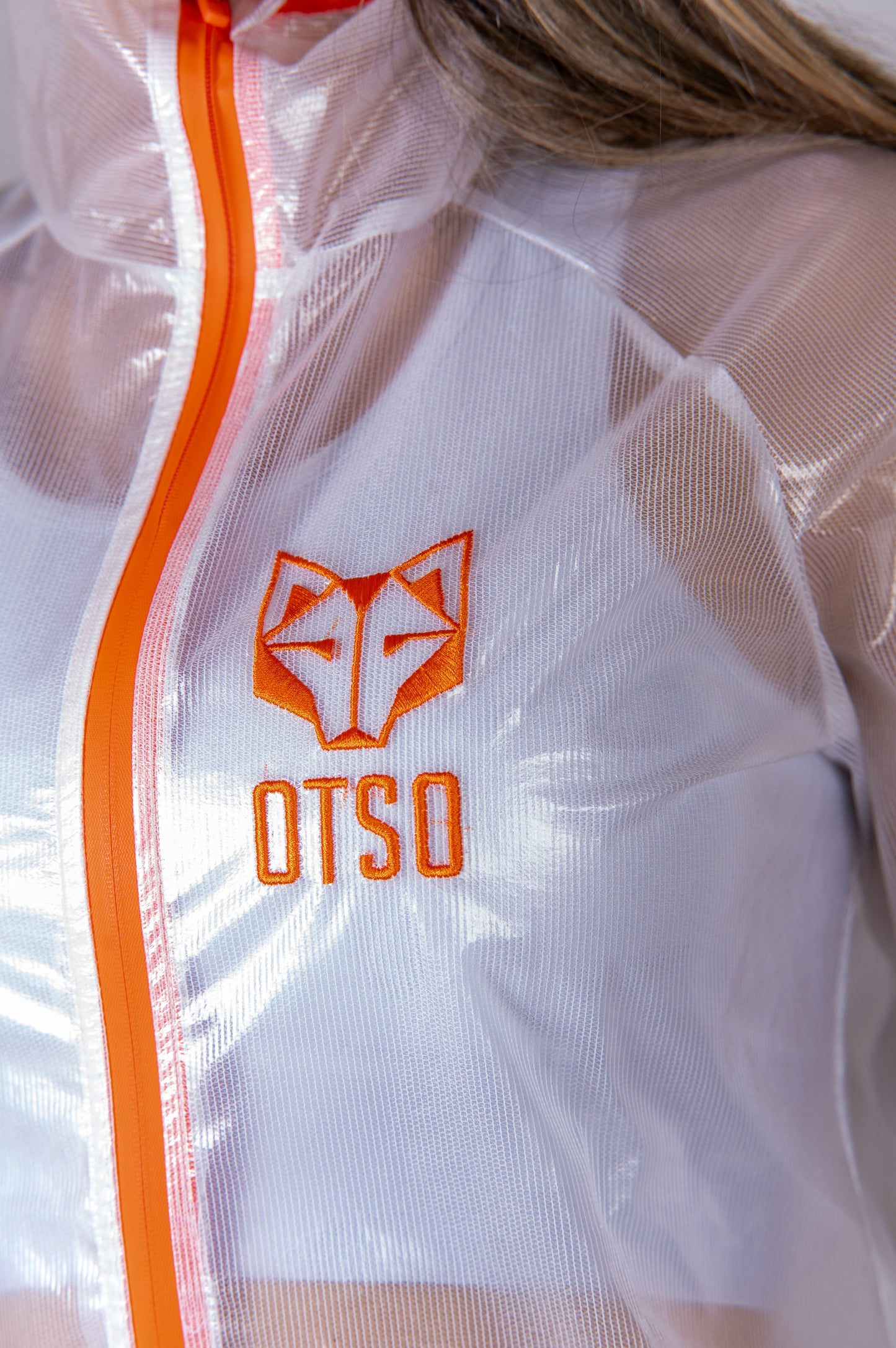 Waterproof Jacket - White & Fluo Orange