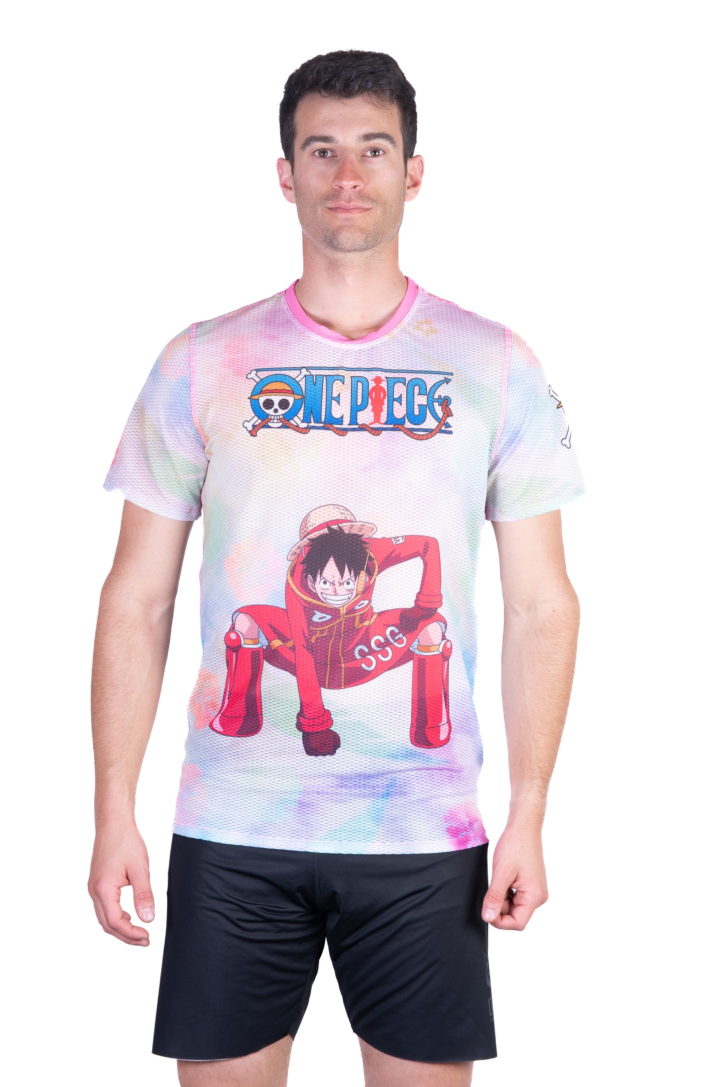 Samarreta màniga curta home - One piece egghead luffy and the crew pink