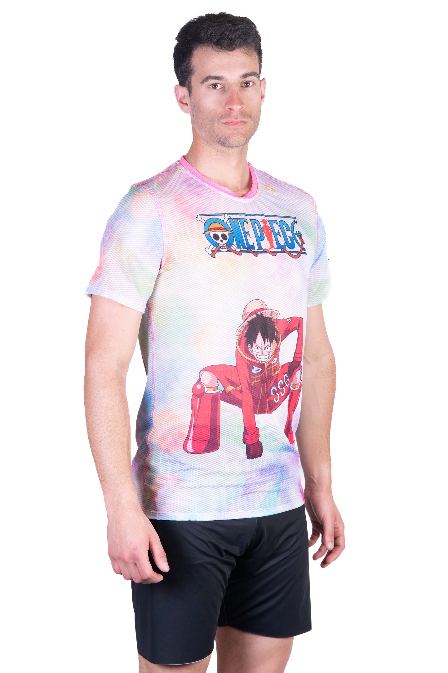 Samarreta màniga curta home - One piece egghead luffy and the crew pink