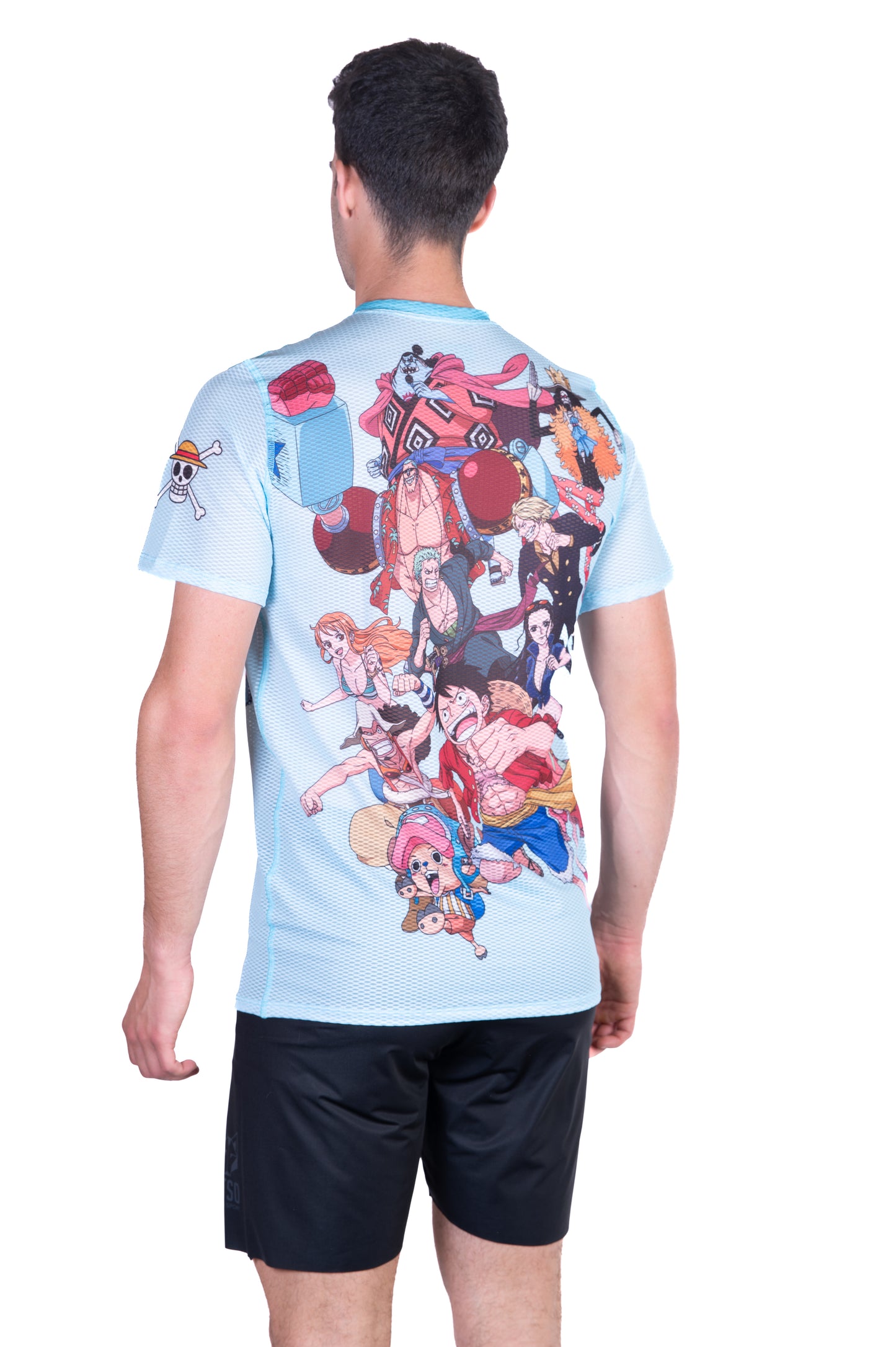 T-shirt de manga curta para homem - One piece fishman straw hat crew turquoise