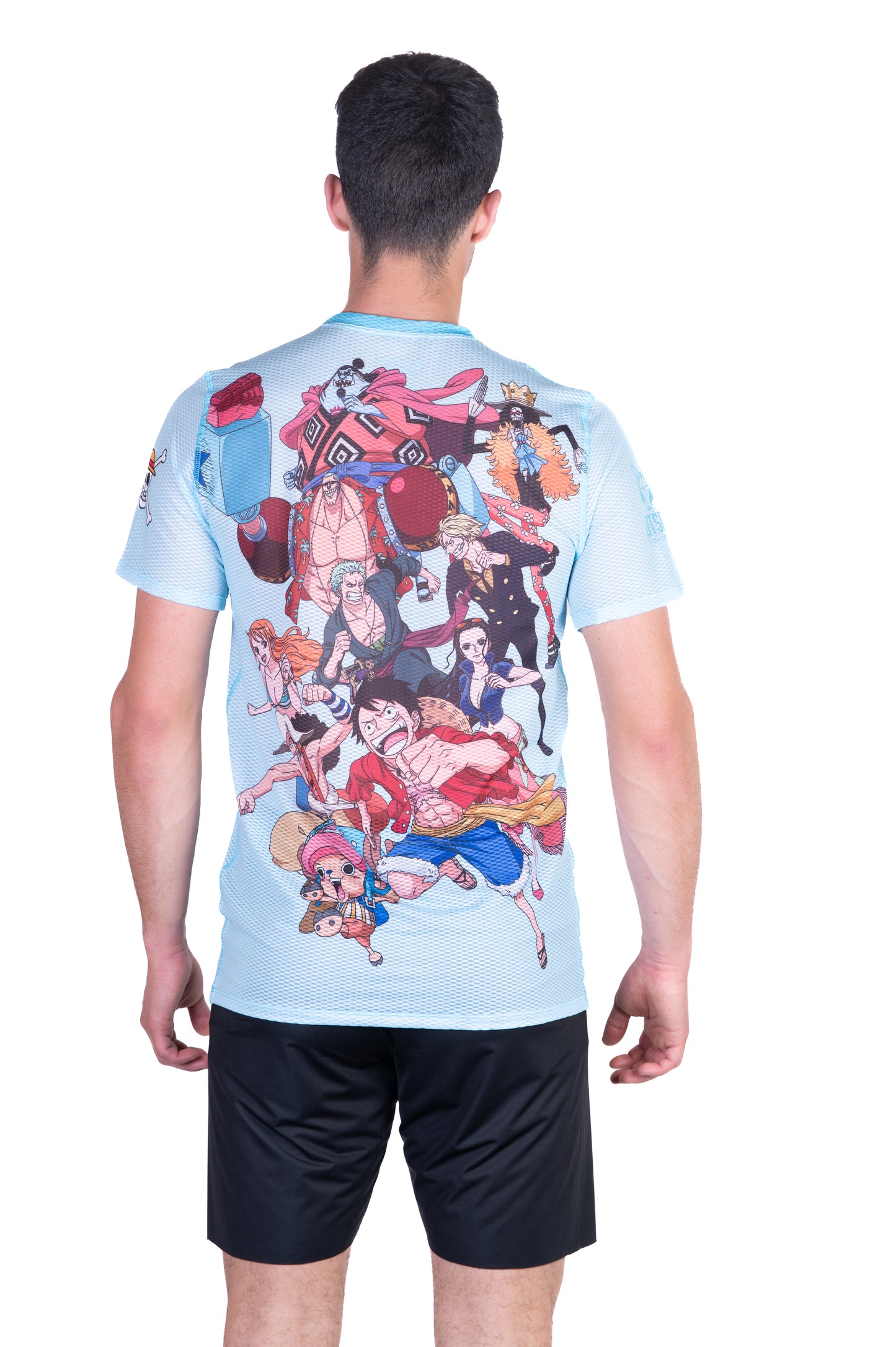 T-shirt de manga curta para homem - One piece fishman straw hat crew turquoise