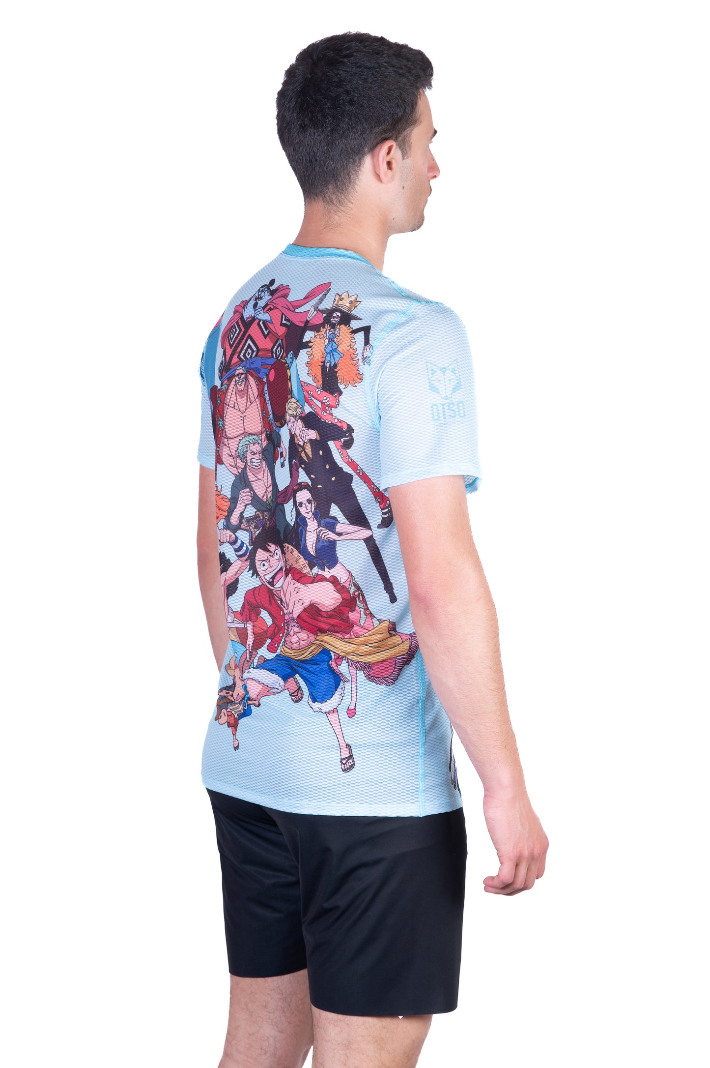 T-shirt de manga curta para homem - One piece fishman straw hat crew turquoise