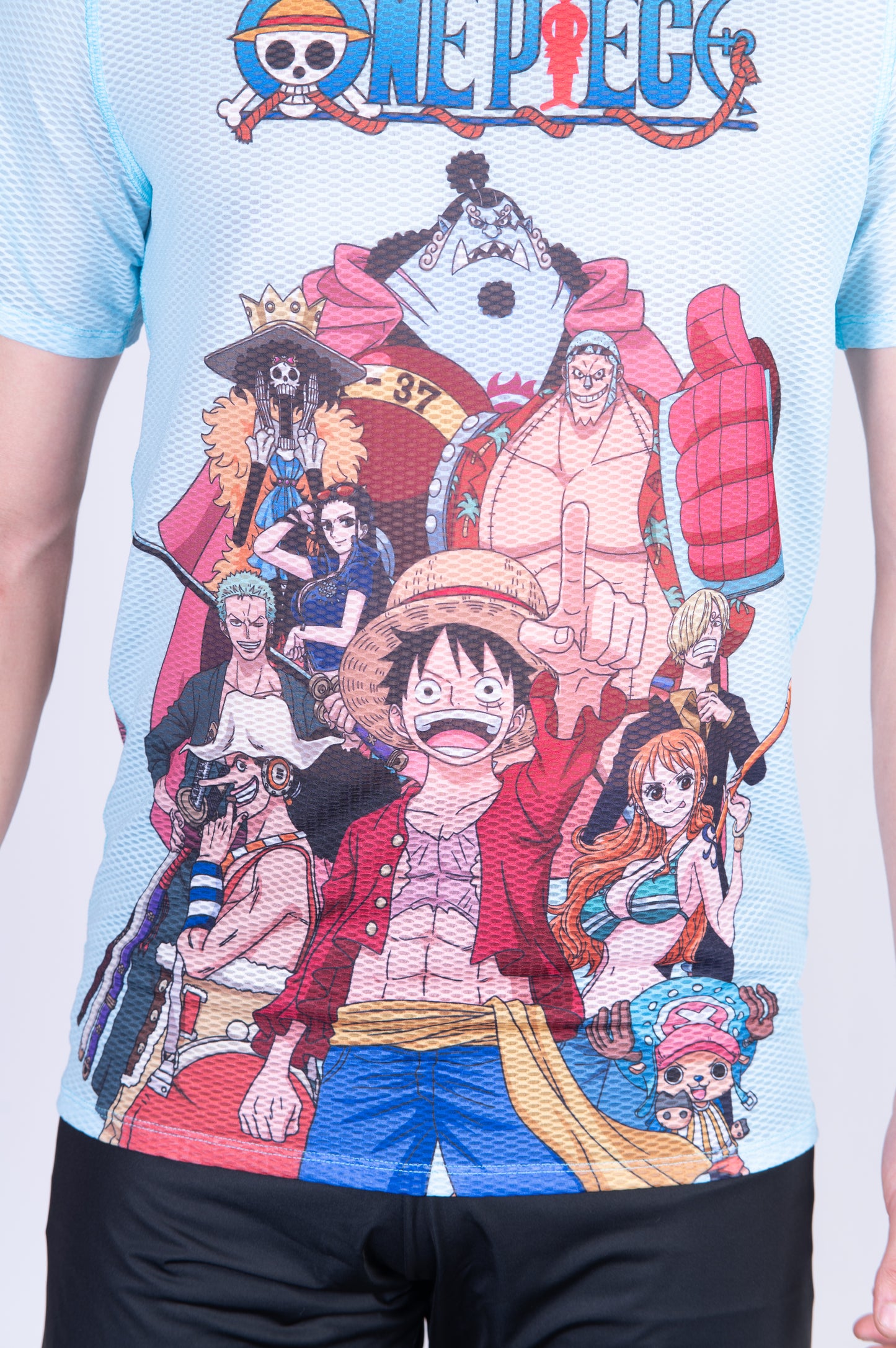 T-shirt de manga curta para homem - One piece fishman straw hat crew turquoise