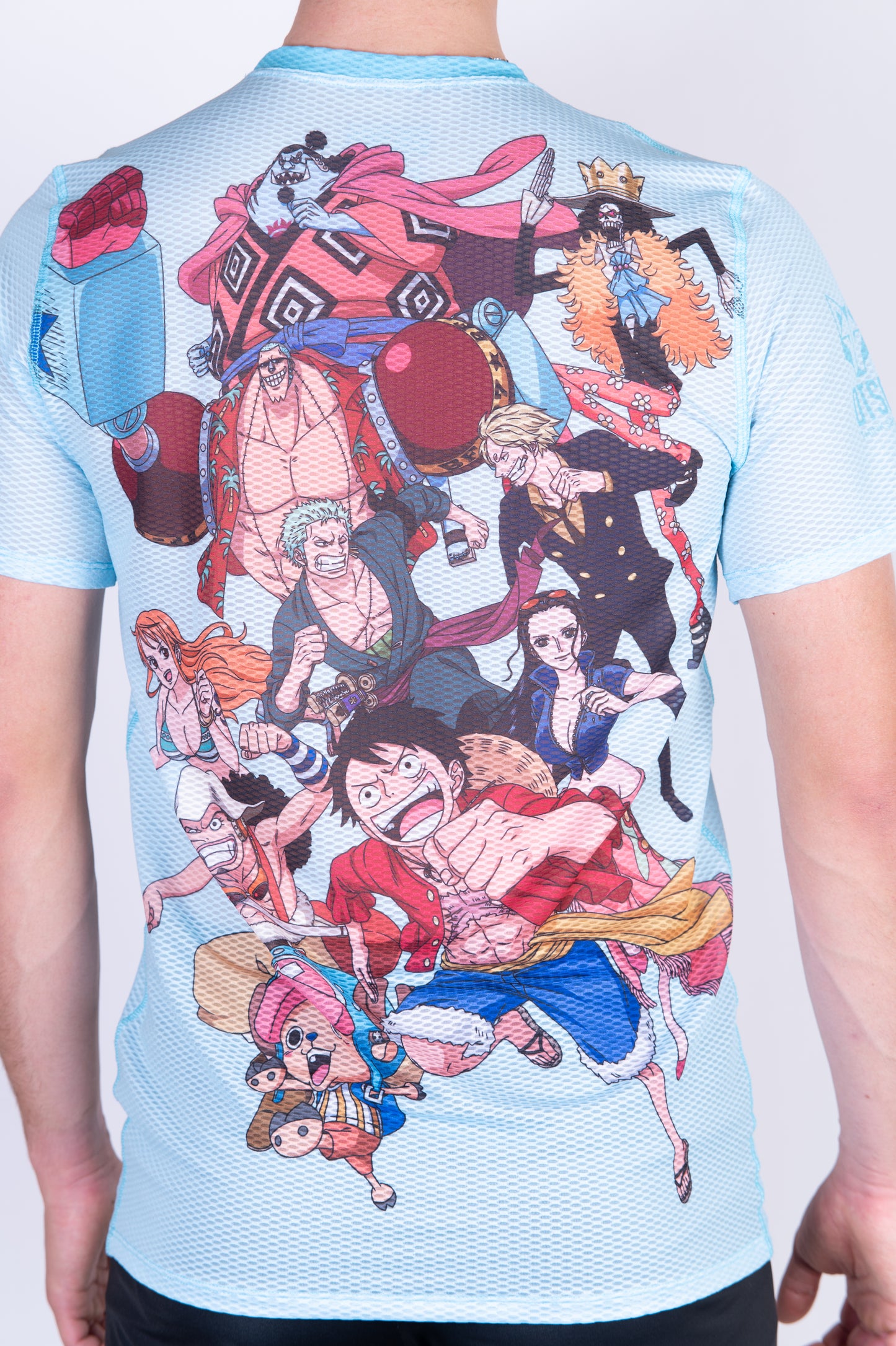 T-shirt de manga curta para homem - One piece fishman straw hat crew turquoise