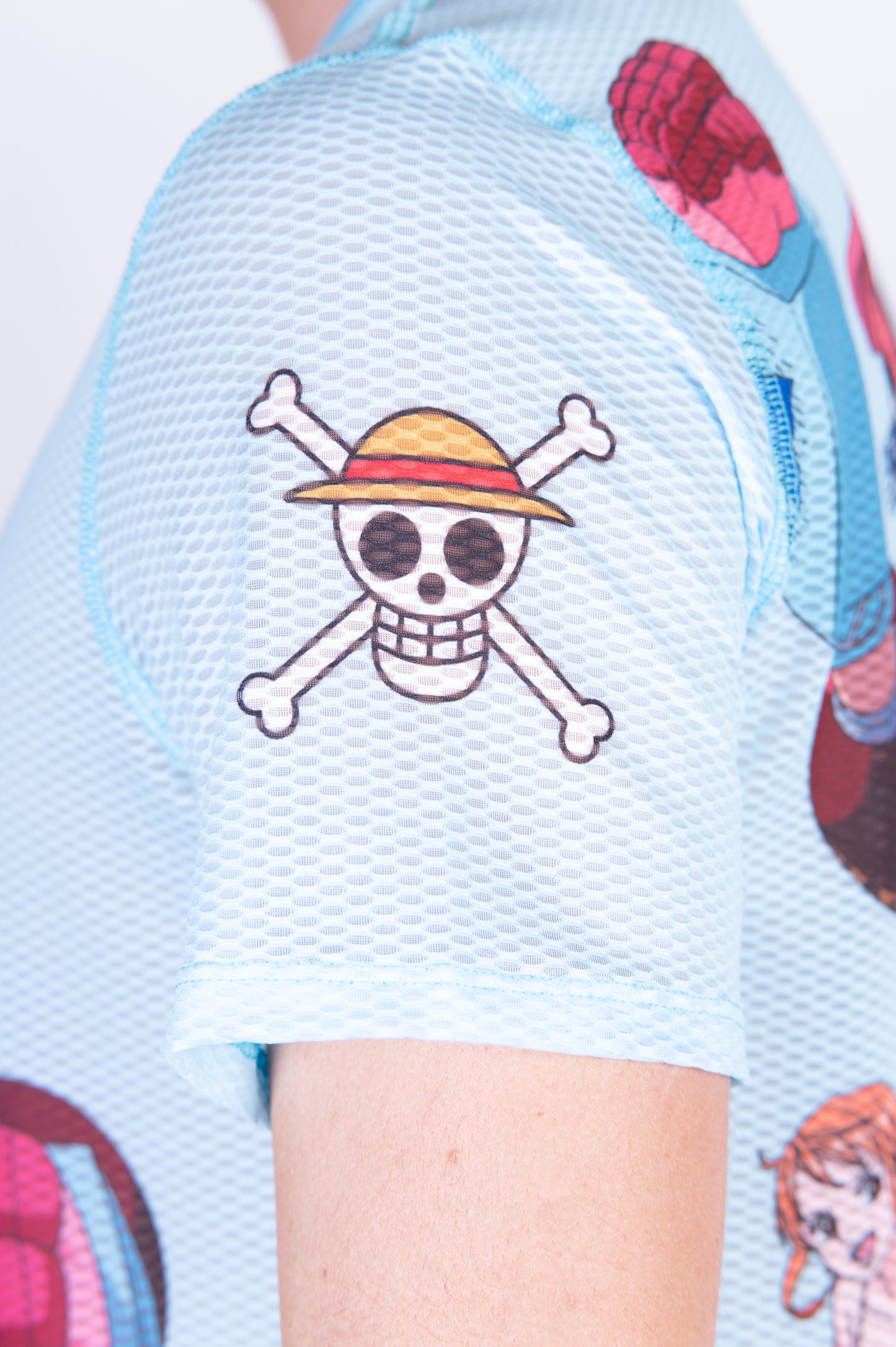 T-shirt de manga curta para homem - One piece fishman straw hat crew turquoise