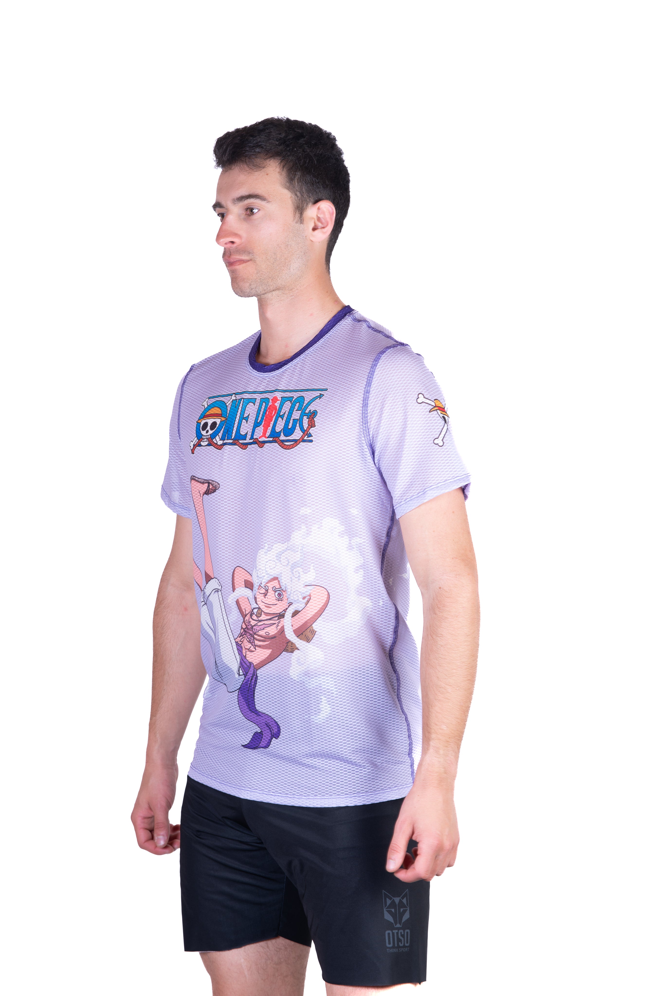 Short sleeve t-shirt men - One piece egghead luffy gear5 purple