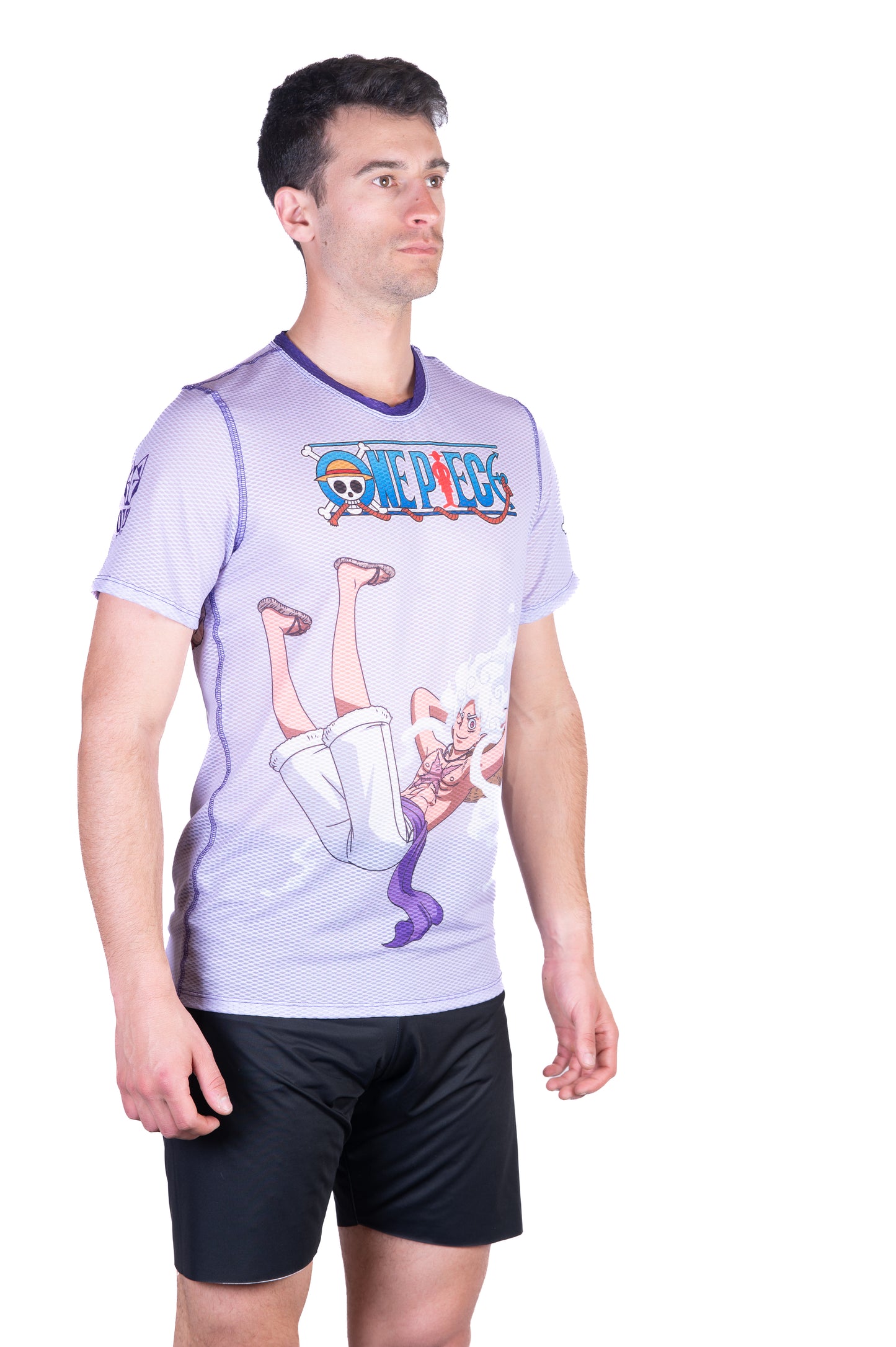T-shirt de manga curta para homem - One piece egghead luffy and the crew pink