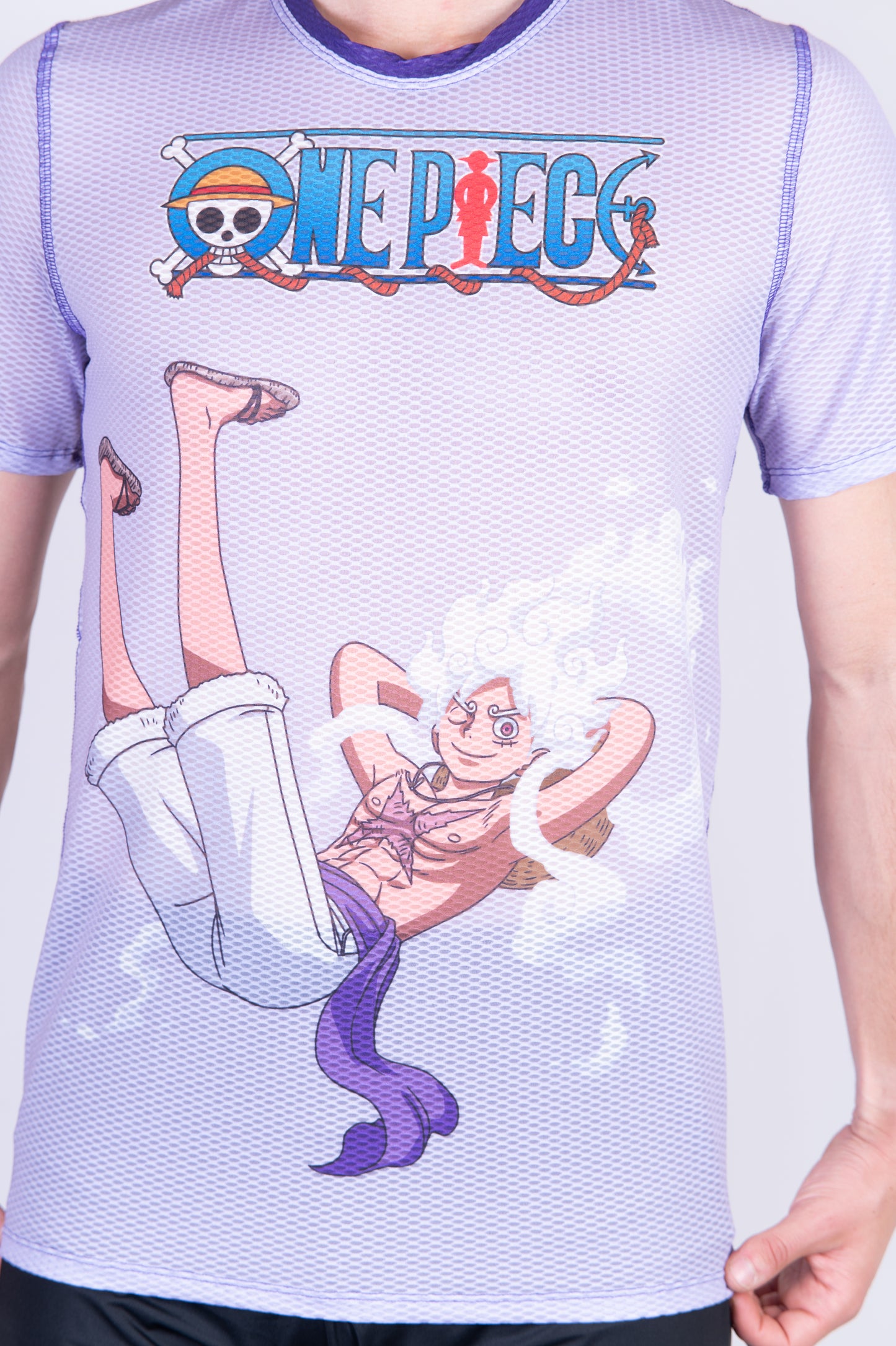 T-shirt de manga curta para homem - One piece egghead luffy and the crew pink