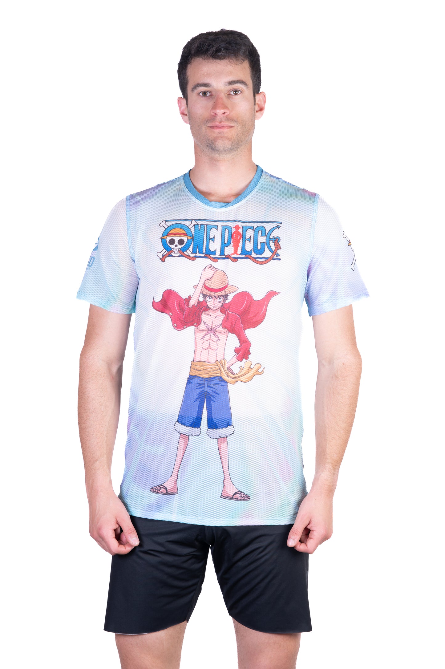 T-shirt de manga curta para homem - One piece fishman luffy and the crew green