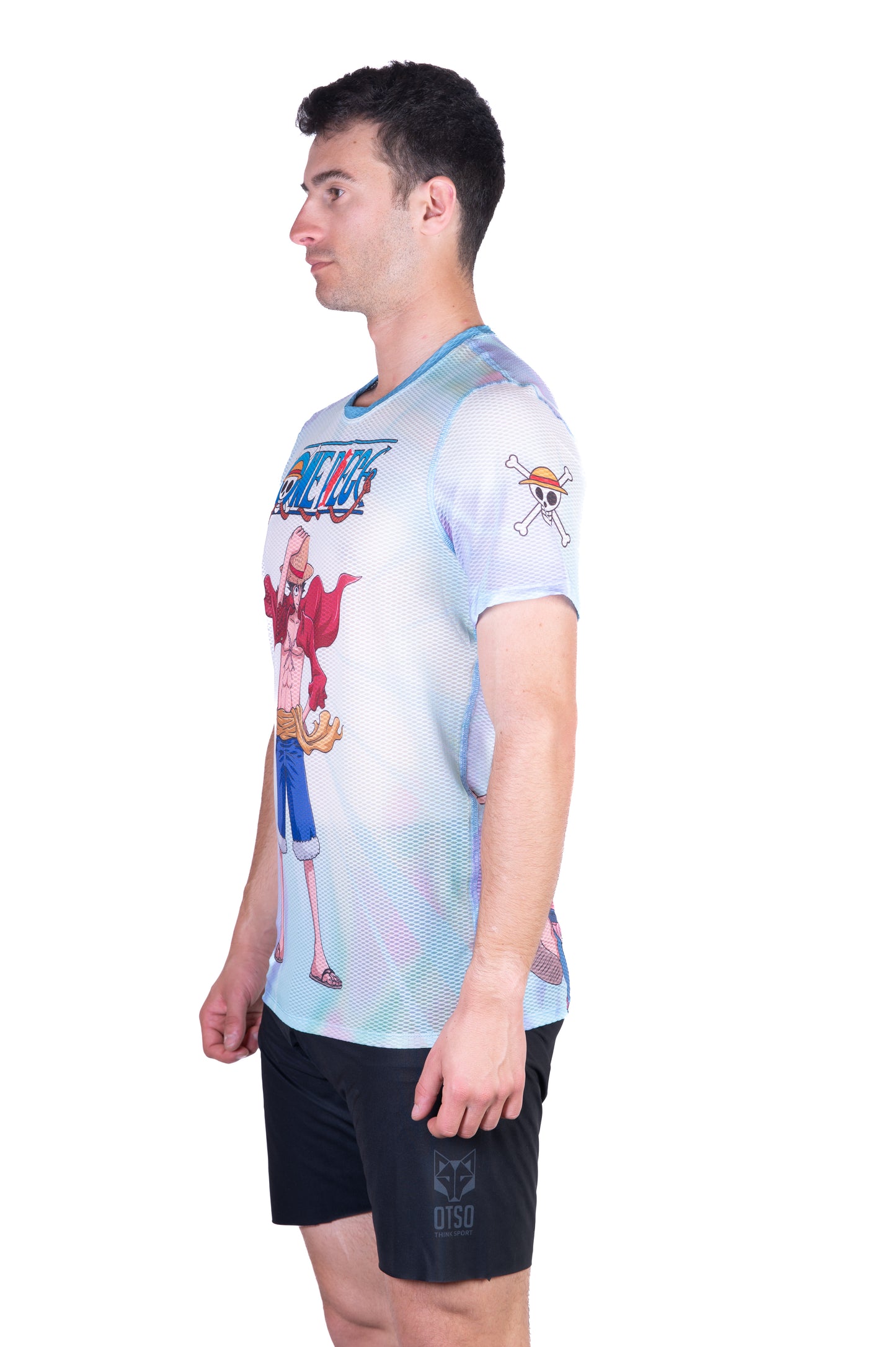 T-shirt de manga curta para homem - One piece fishman luffy and the crew green