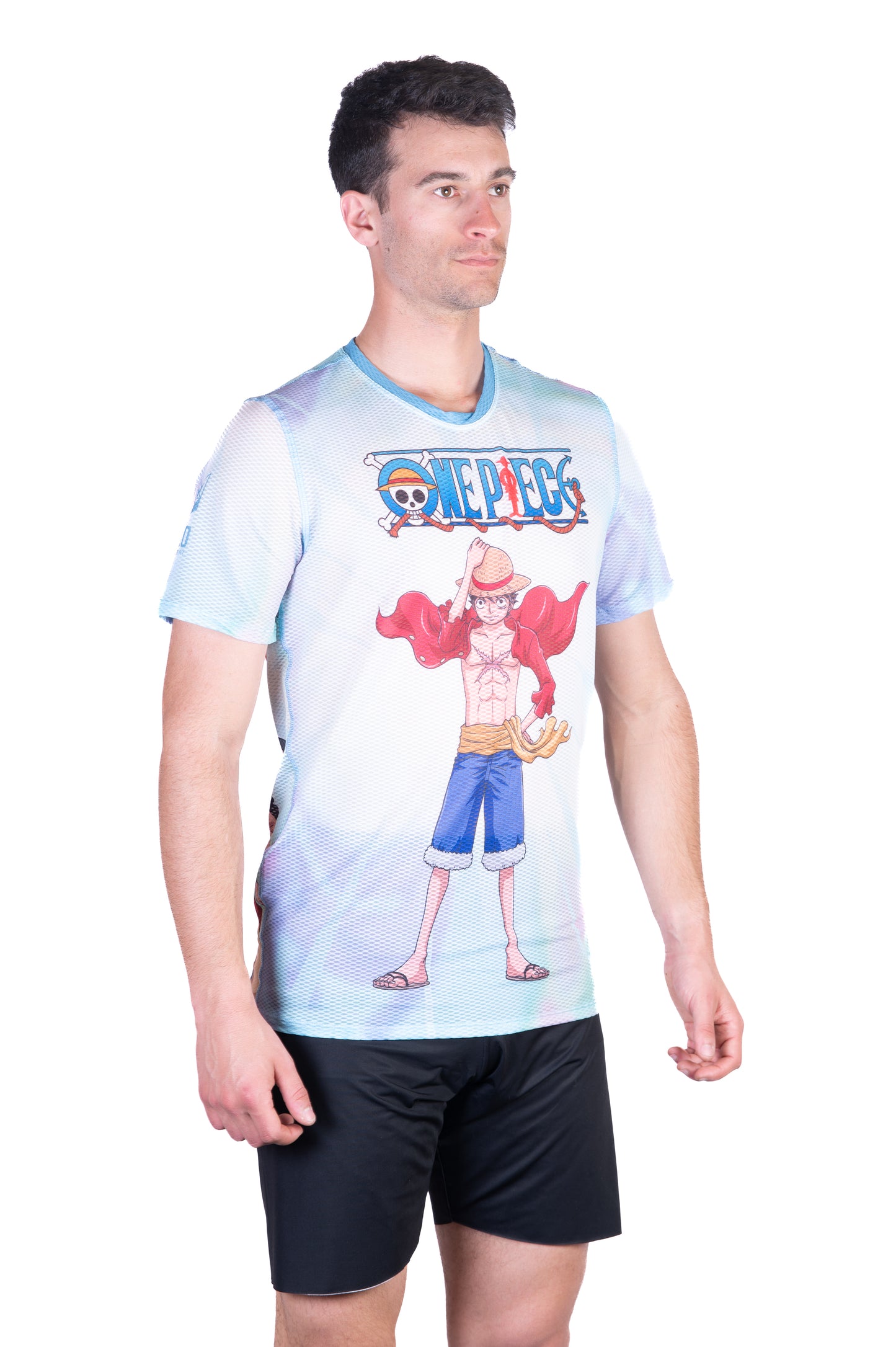 T-shirt de manga curta para homem - One piece fishman luffy and the crew green