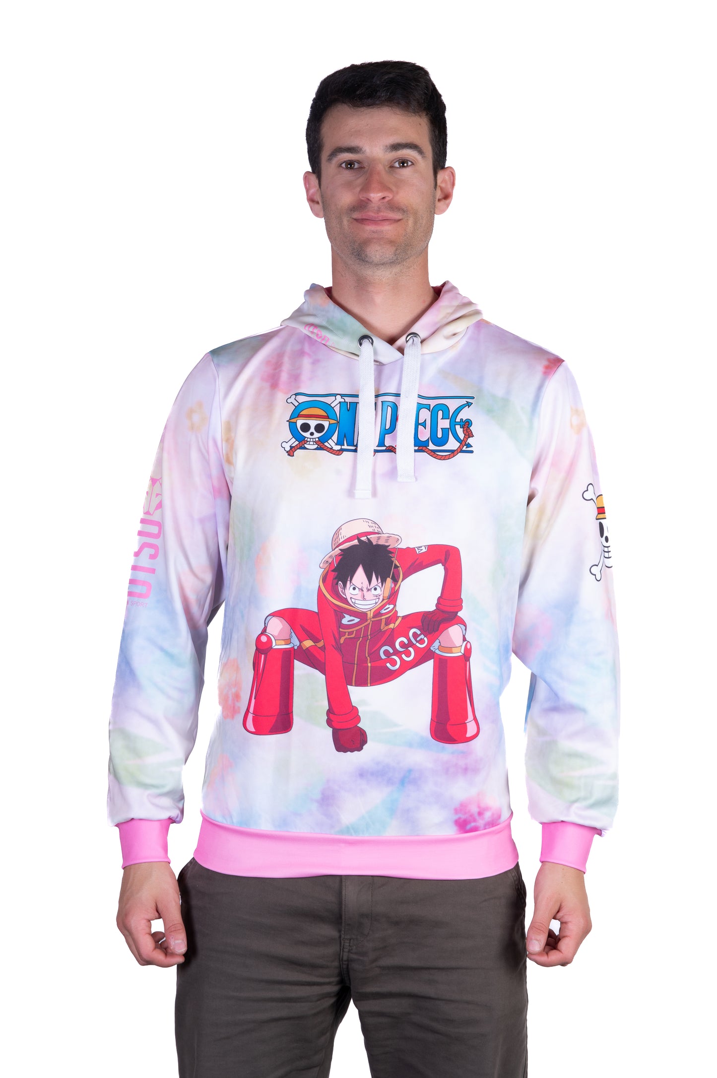Sudadera - One piece egghead luffy and the crew pink
