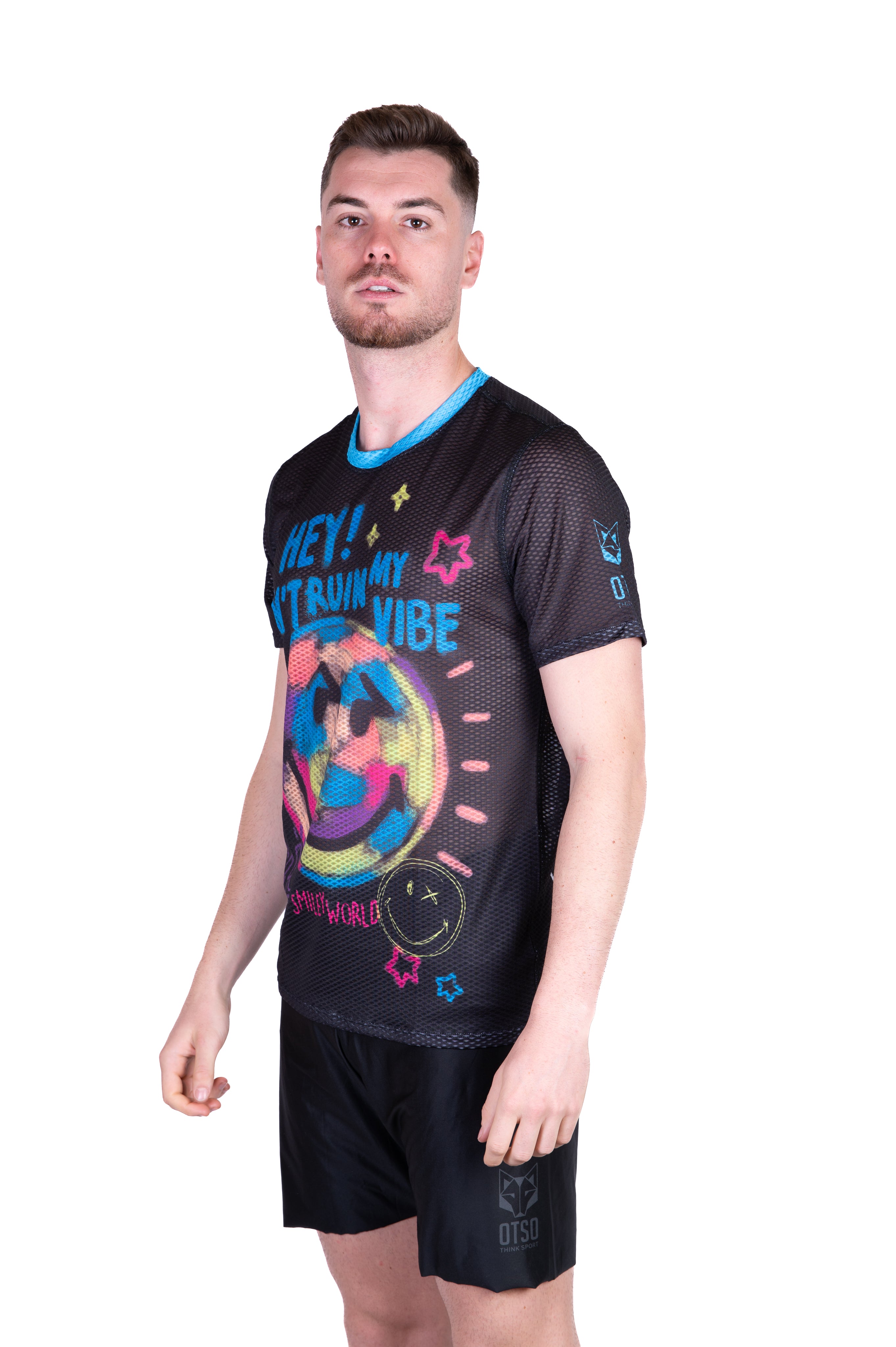 OTSO Men's Short Sleeve Technical Running T-shirt - Smiley