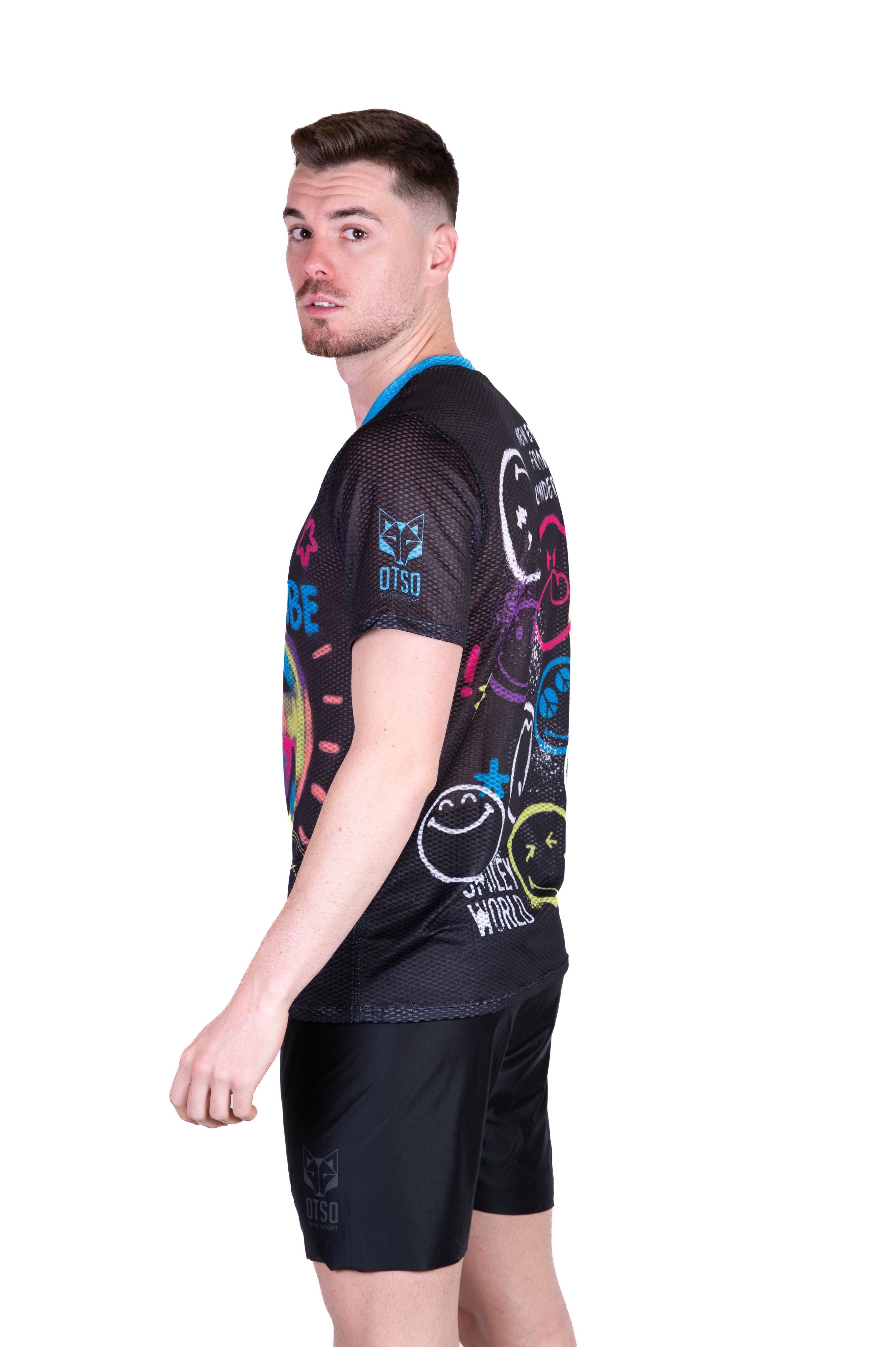 OTSO Men's Short Sleeve Technical Running T-shirt - Smiley