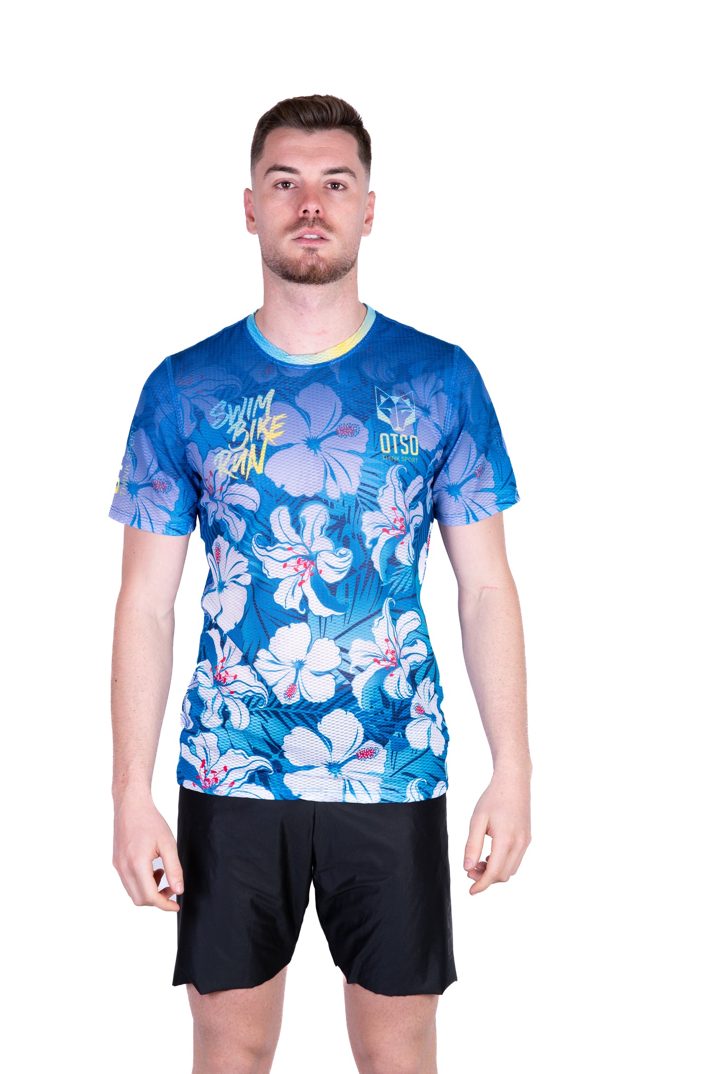 Camiseta manga corta hombre - Swim Bike Run Flower