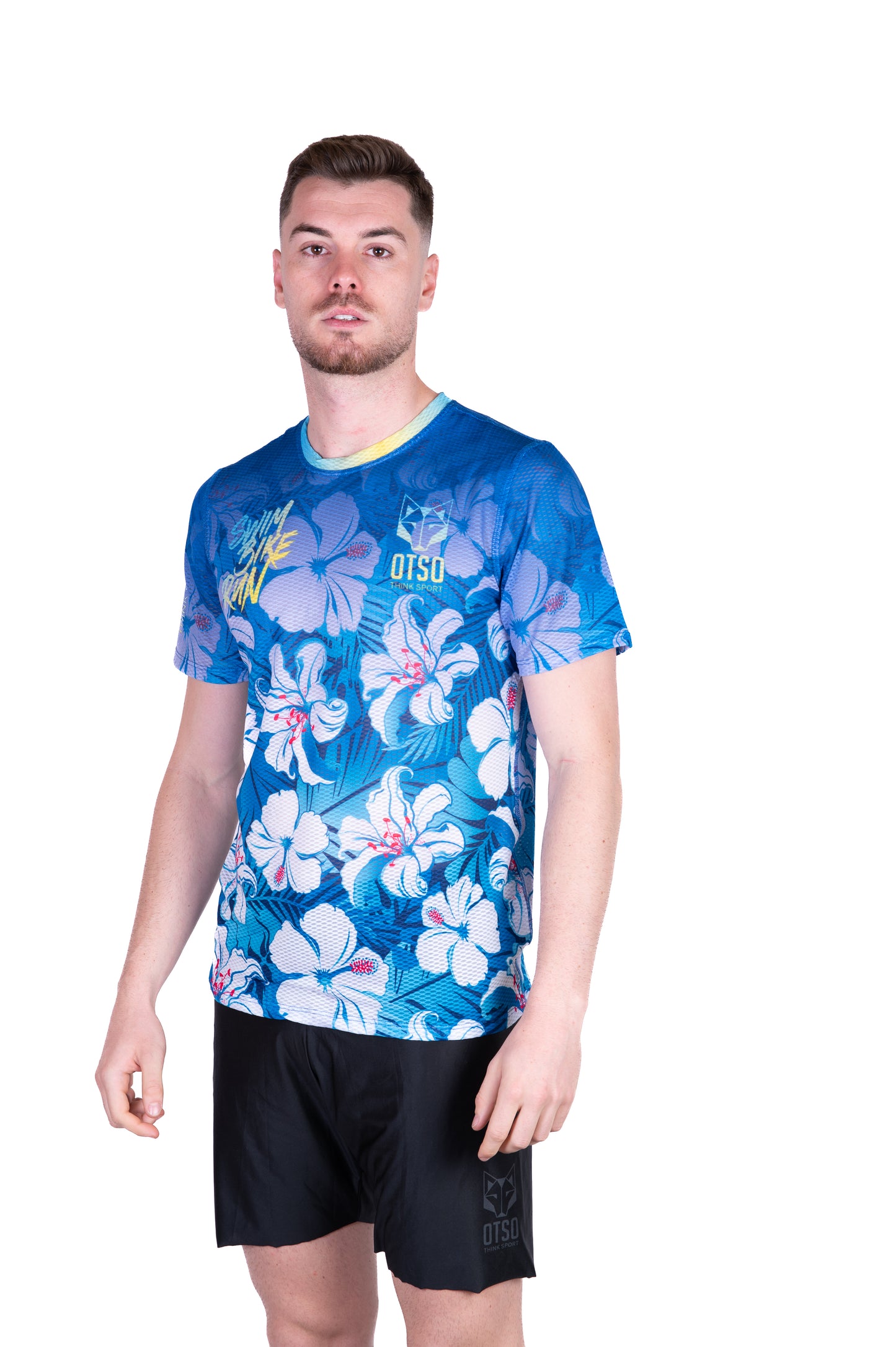 Camiseta manga corta hombre - Swim Bike Run Flower