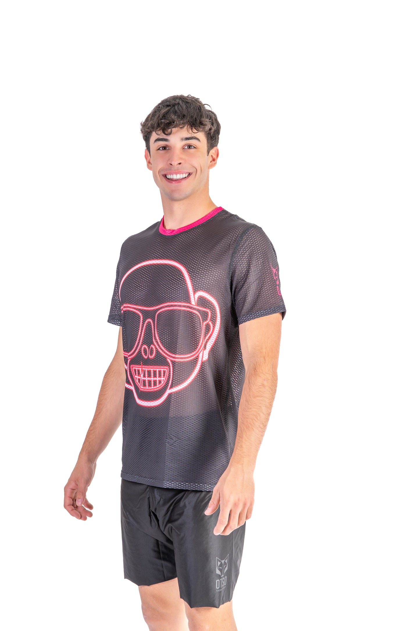 Camiseta manga curta masculina - Emoji Monkey Neon