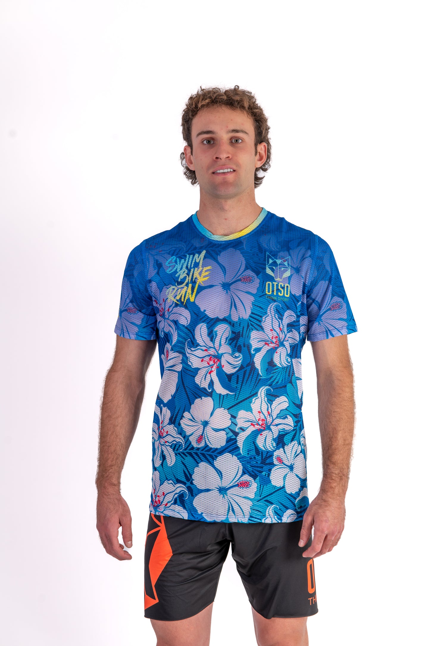 Short Sleeve T-Shirt Men - Swim Bike Run Flower