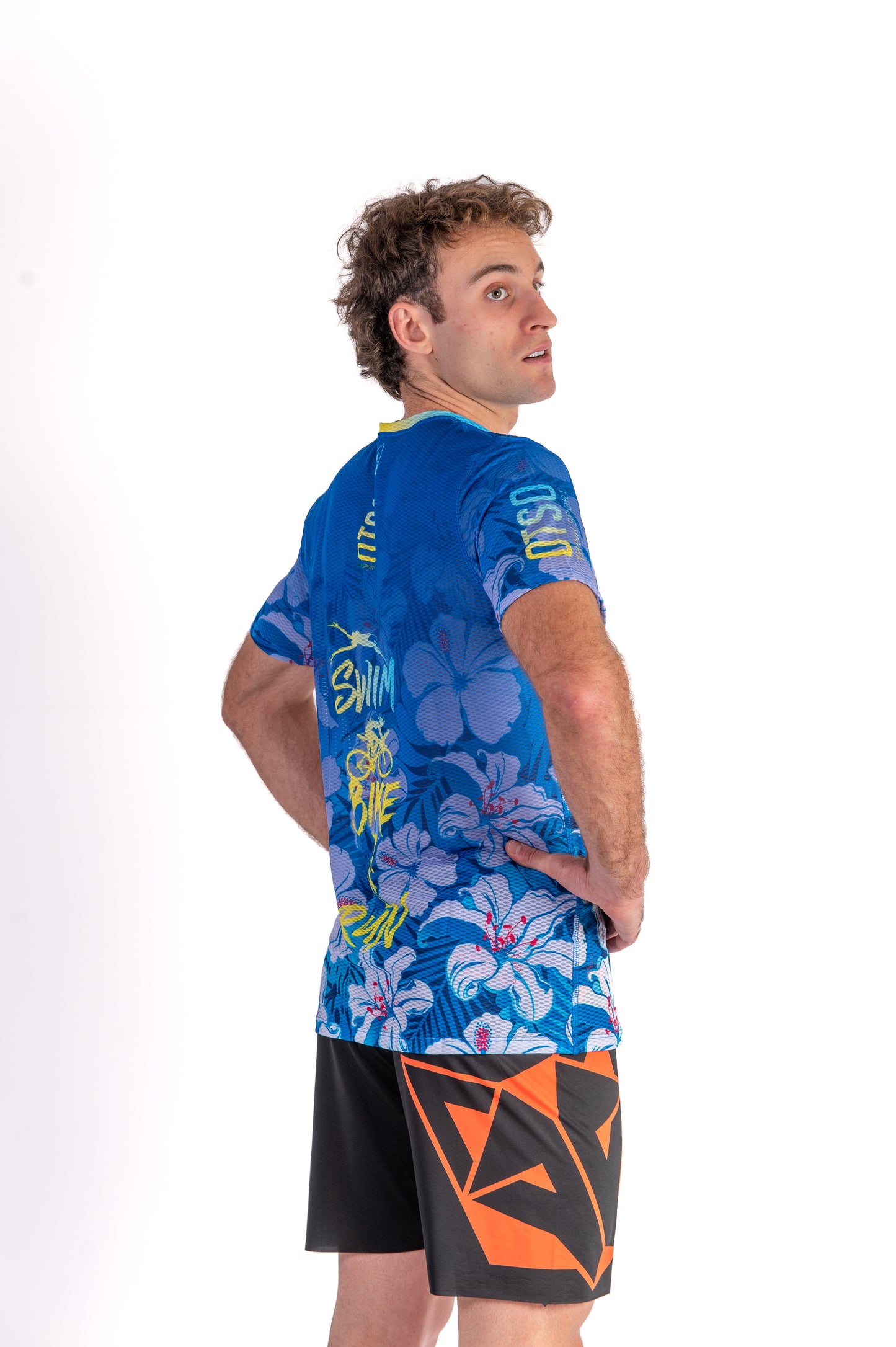 Short Sleeve T-Shirt Men - Swim Bike Run Flower