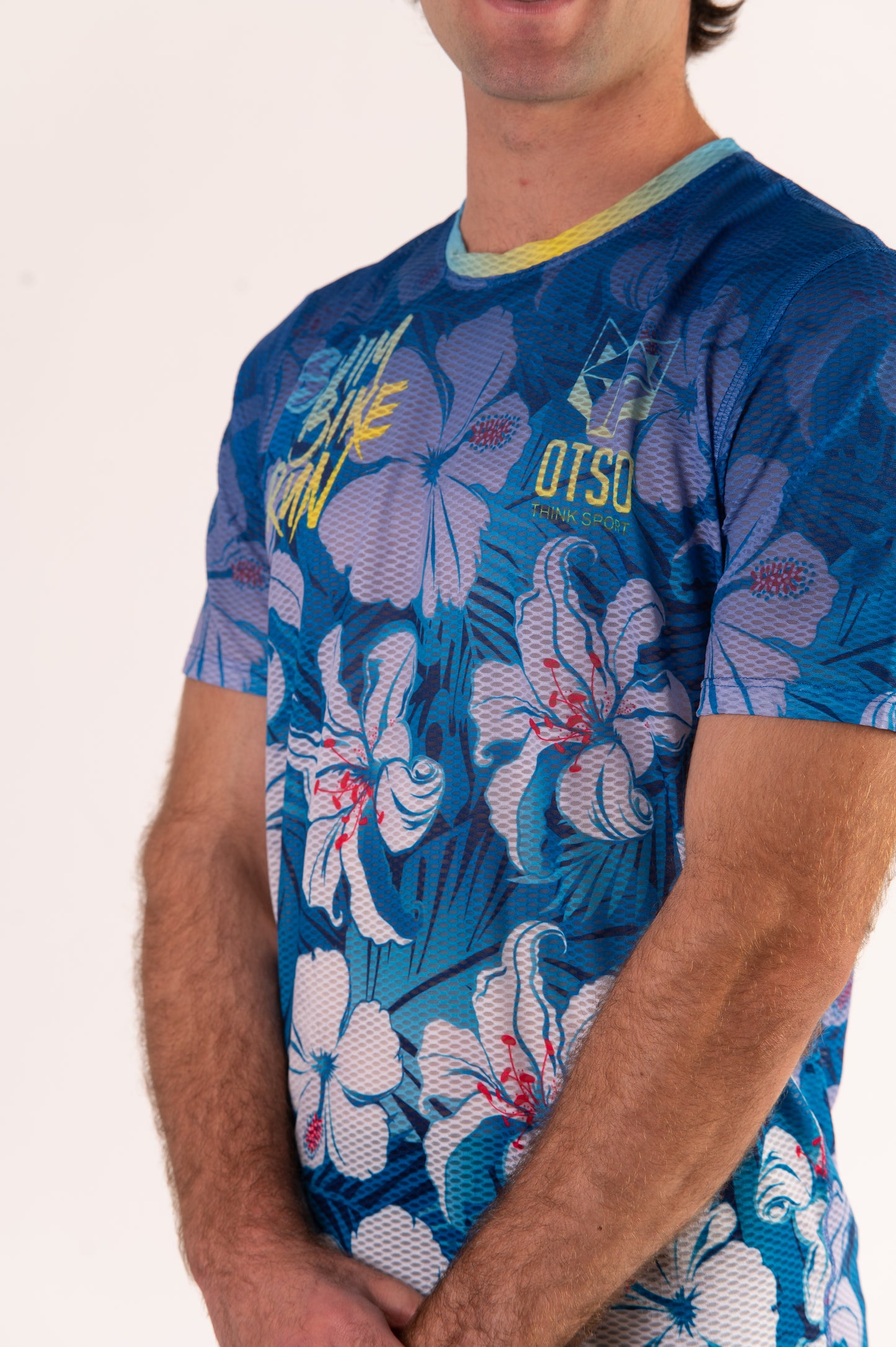 Short Sleeve T-Shirt Men - Swim Bike Run Flower