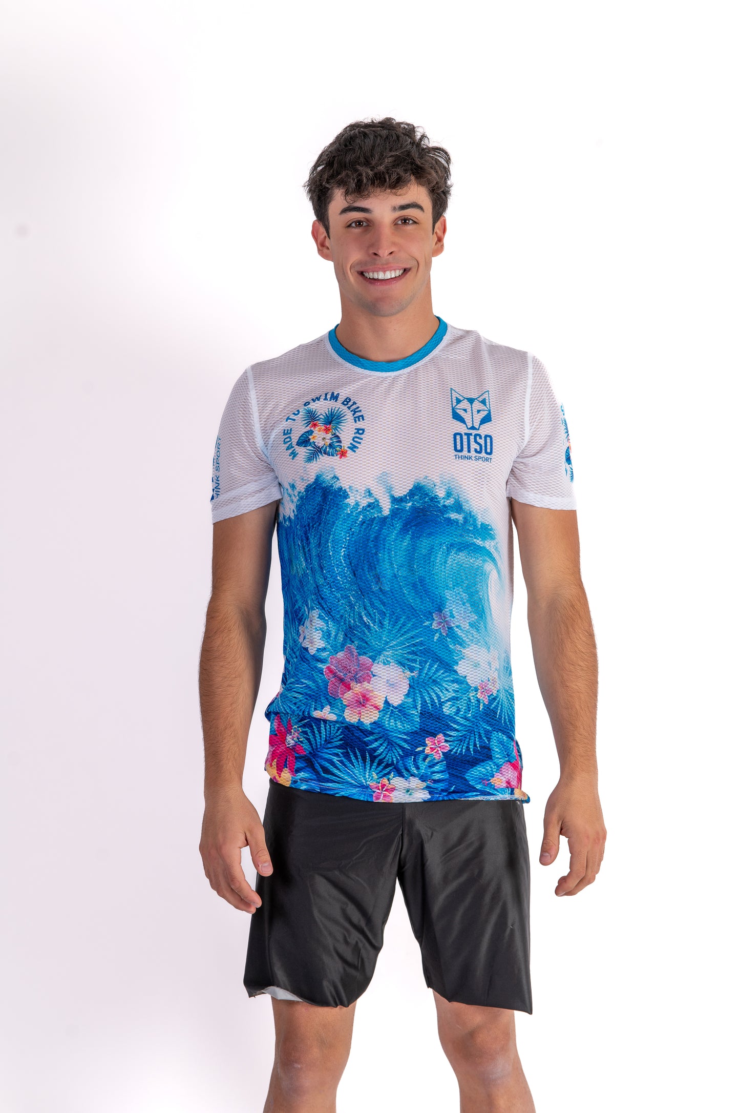 Short sleeve t-shirt for men - Swim Bike Run Wave