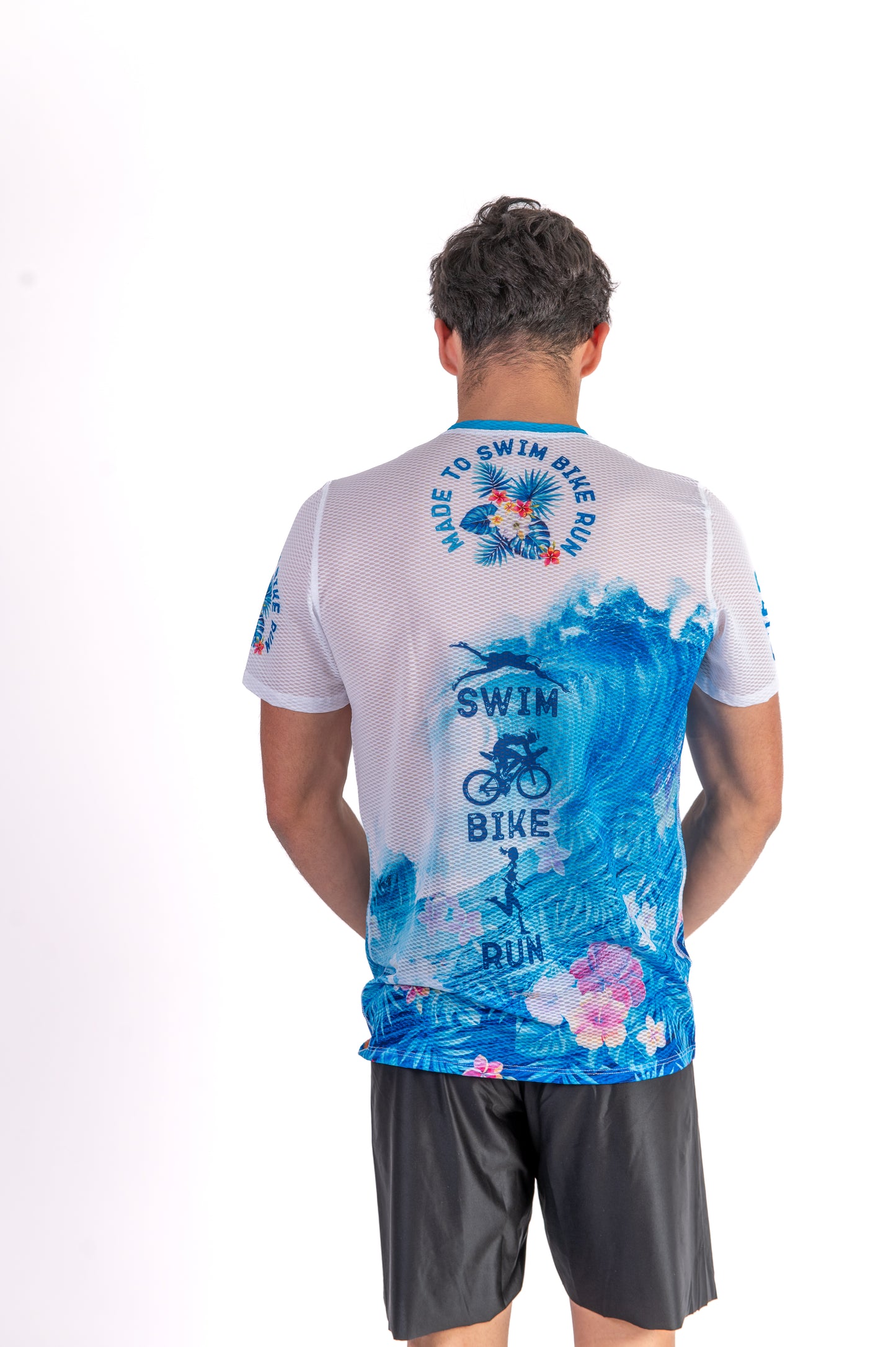 Short sleeve t-shirt for men - Swim Bike Run Wave