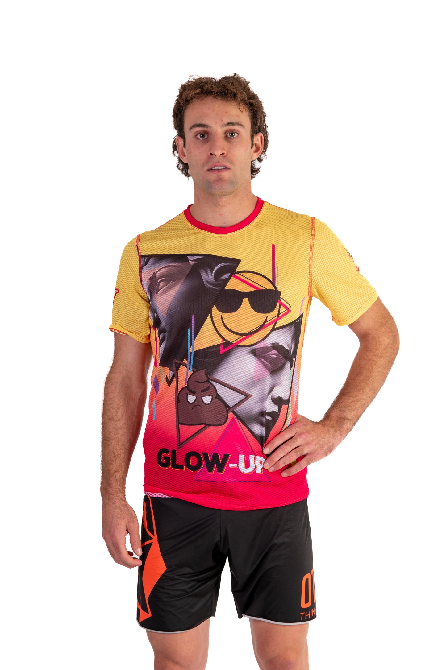 Camiseta manga curta masculina - Emoji Glow-Up