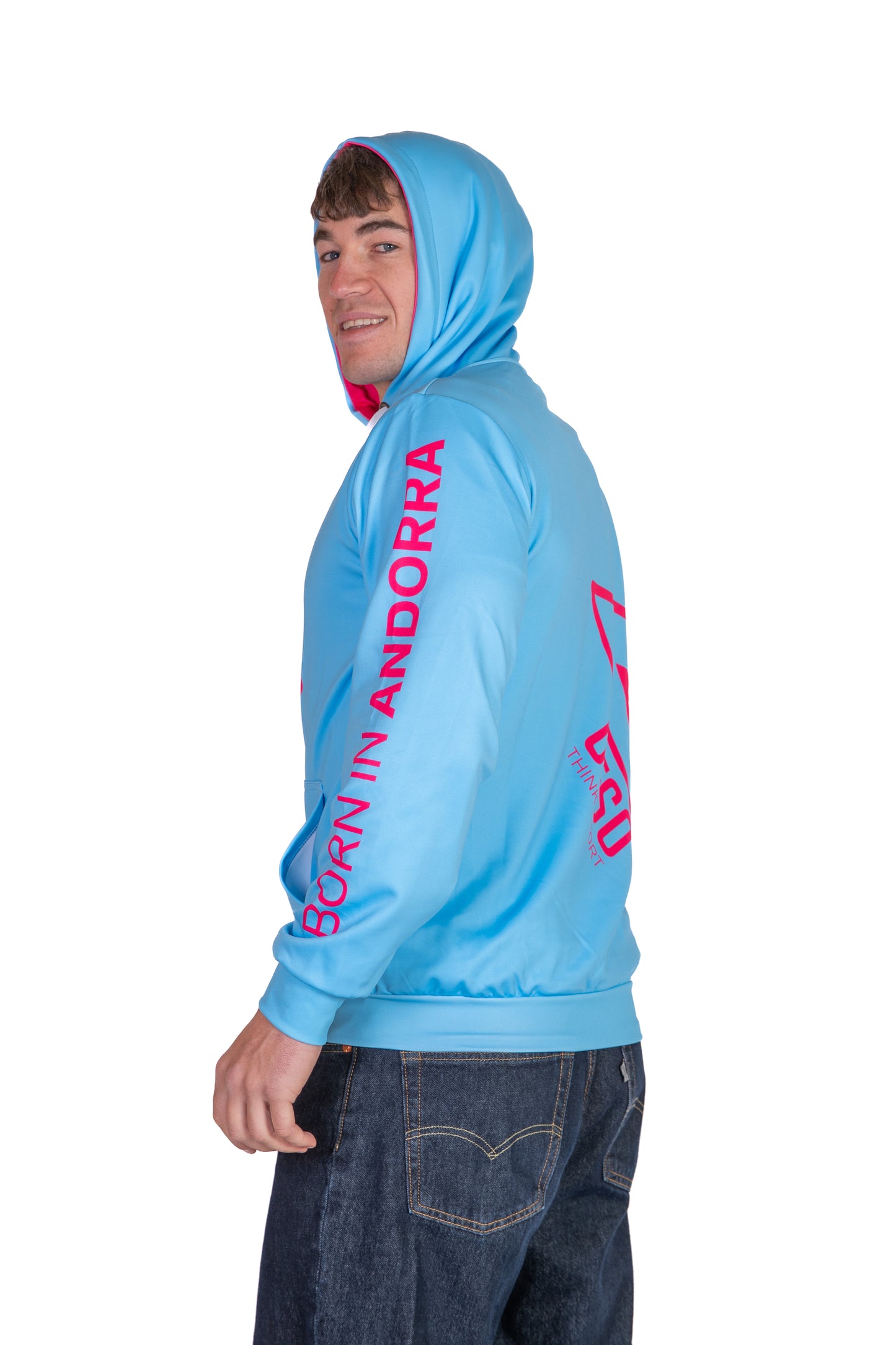 Hoodie - Light Blue & Pink