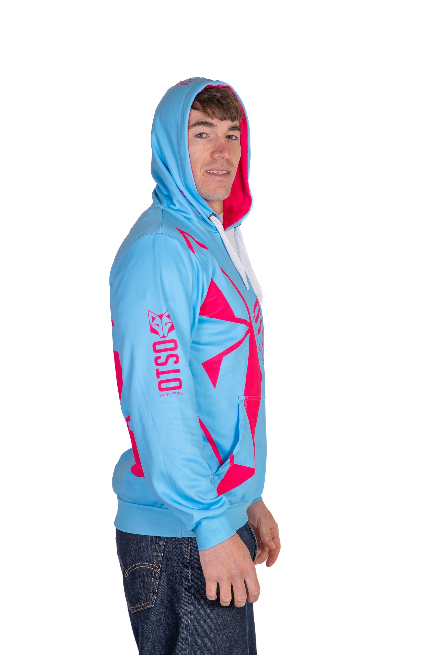 Hoodie - Light Blue & Pink
