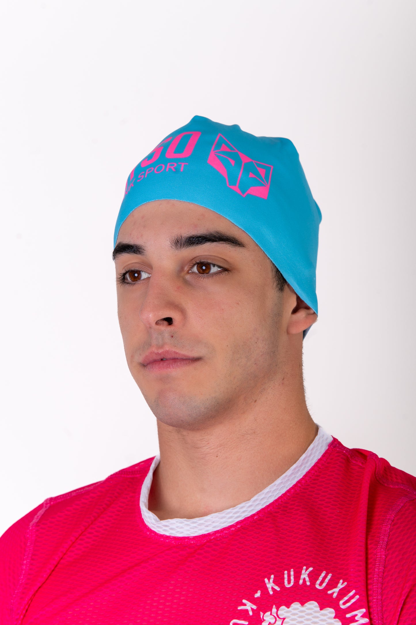 Gorro - Light Blue & Fluo Pink