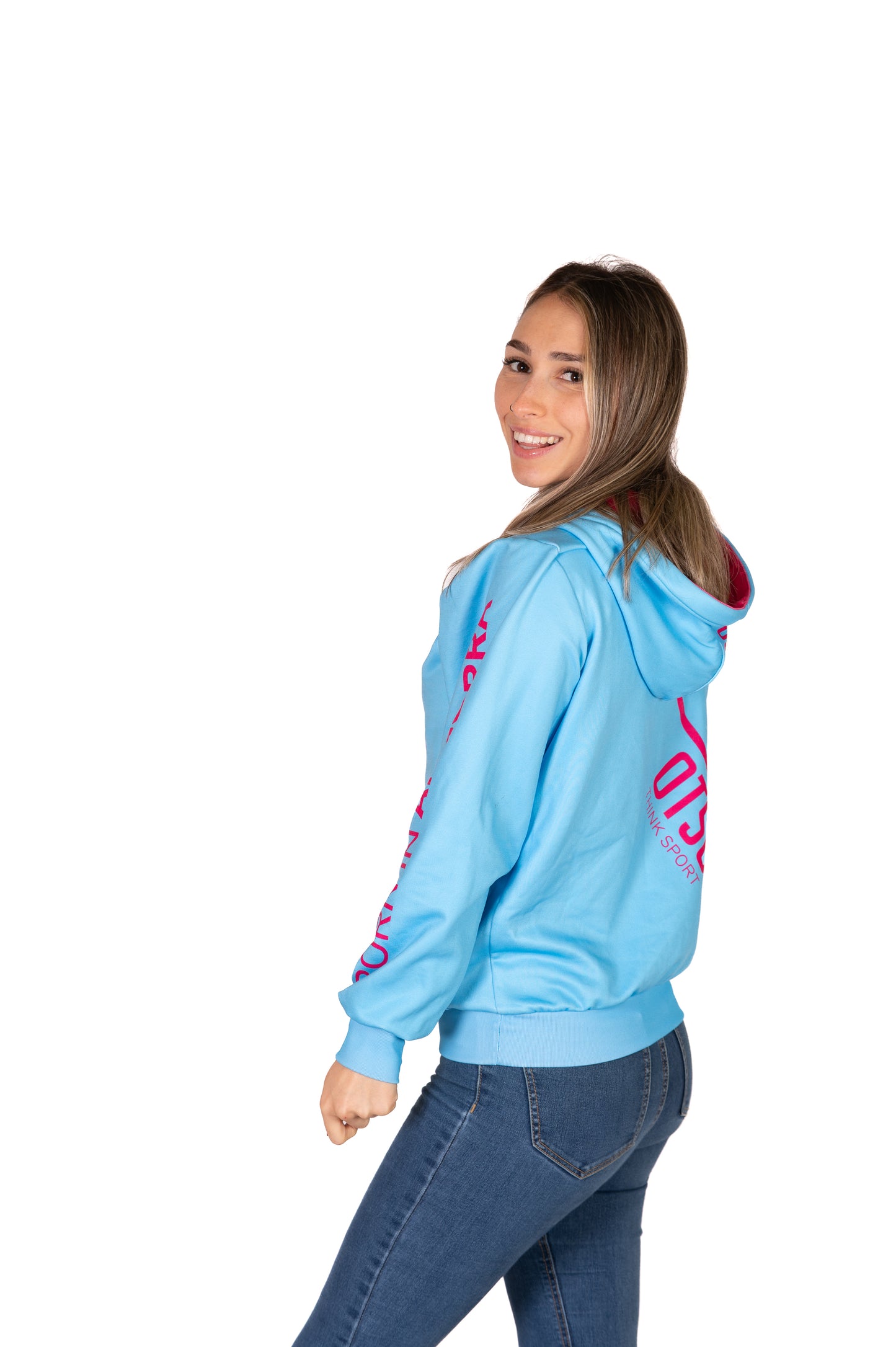 Hoodie - Light Blue & Pink