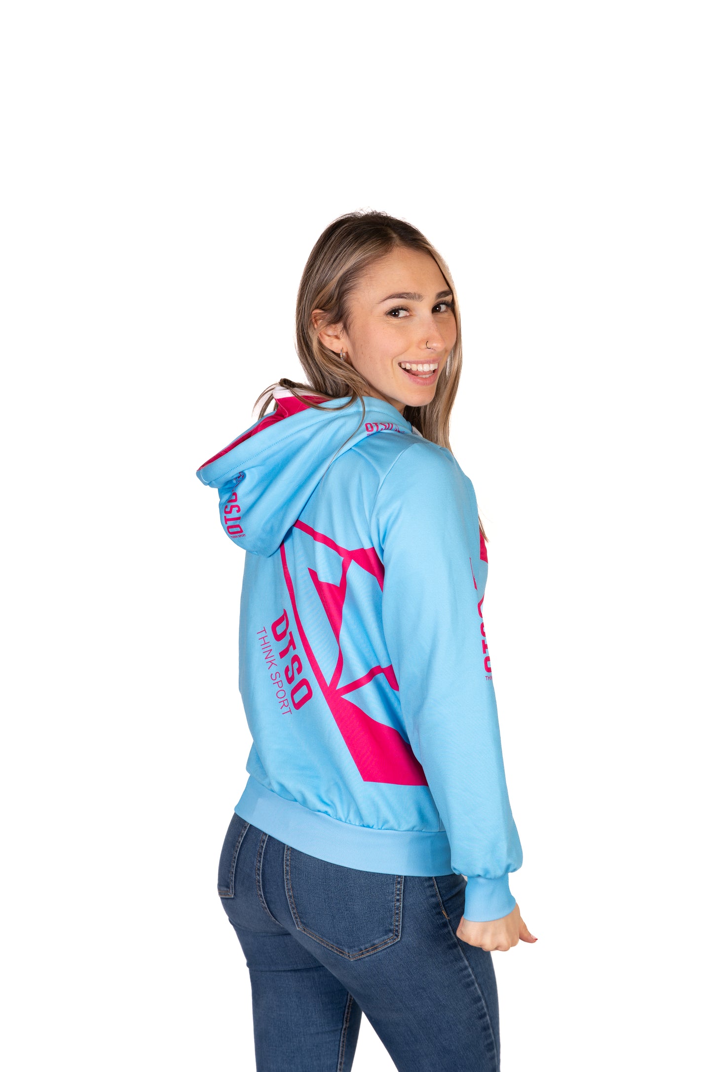 Hoodie - Light Blue & Pink