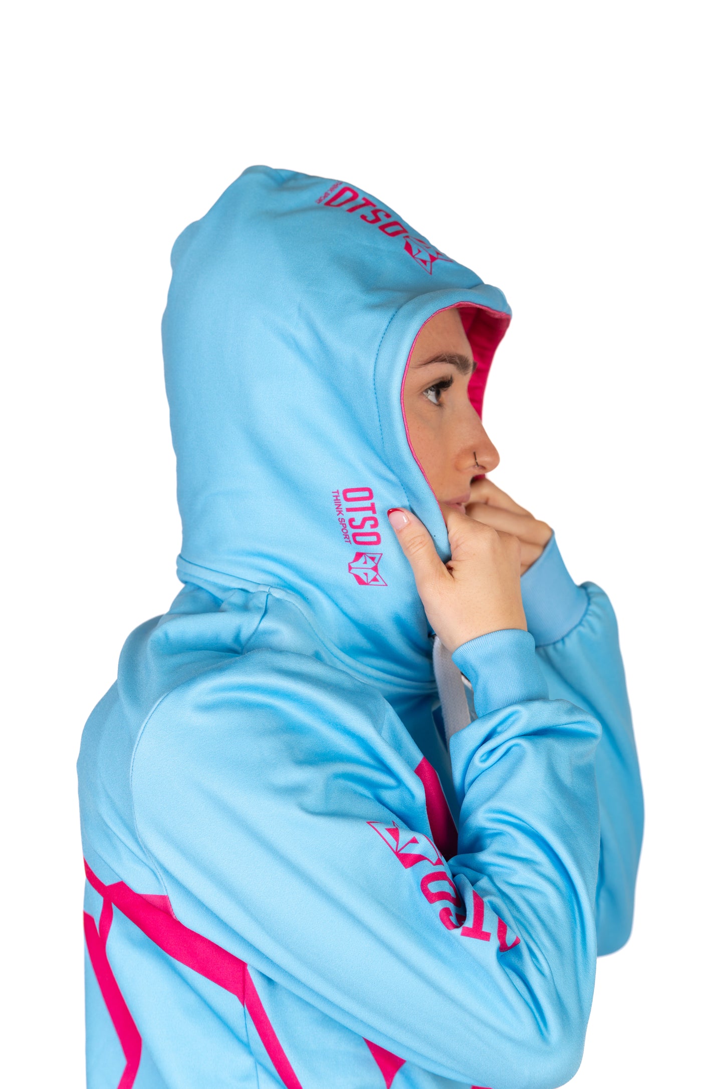 Hoodie - Light Blue & Pink