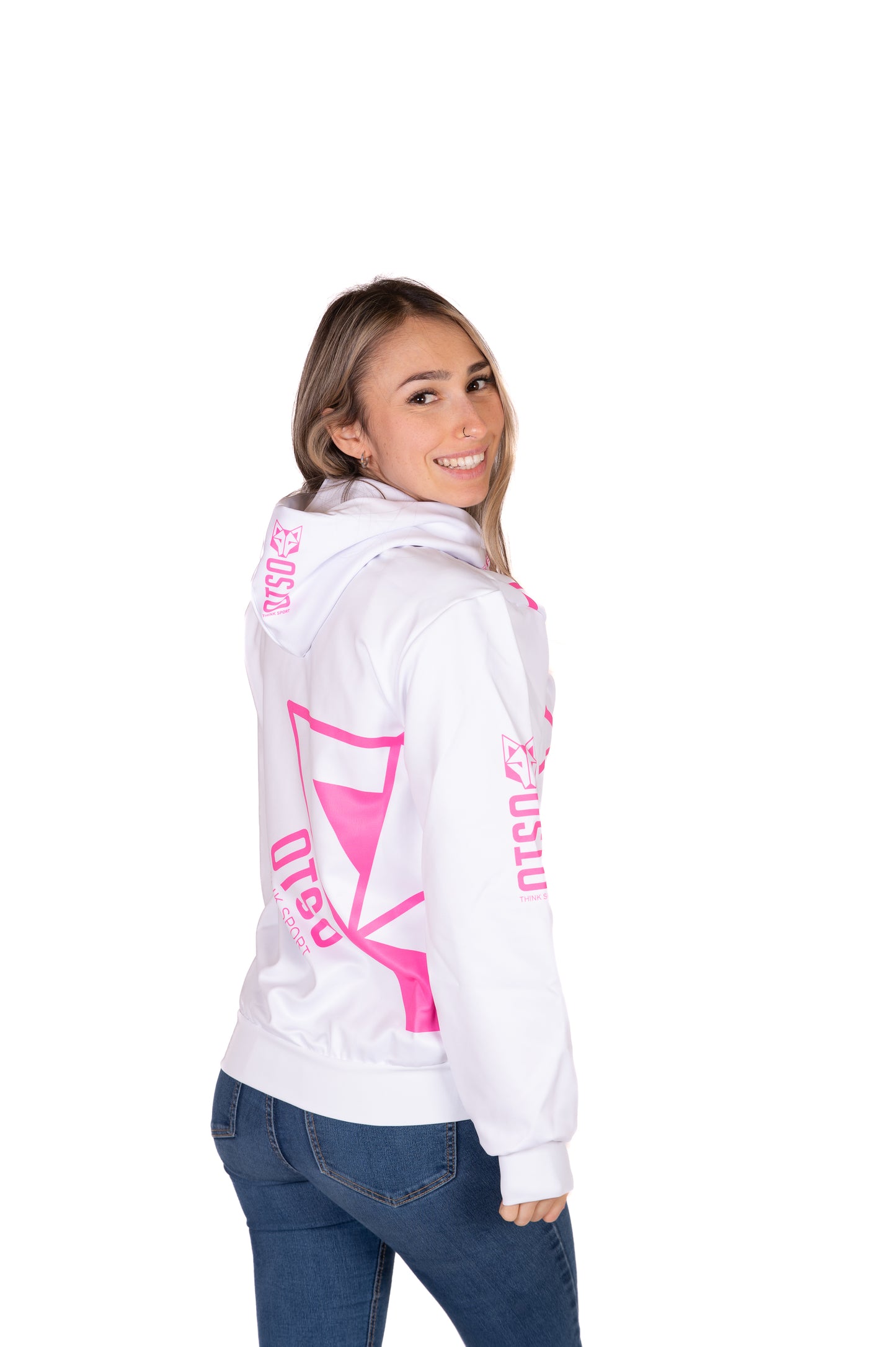 Dessuadora - White & Fluo Pink Otso