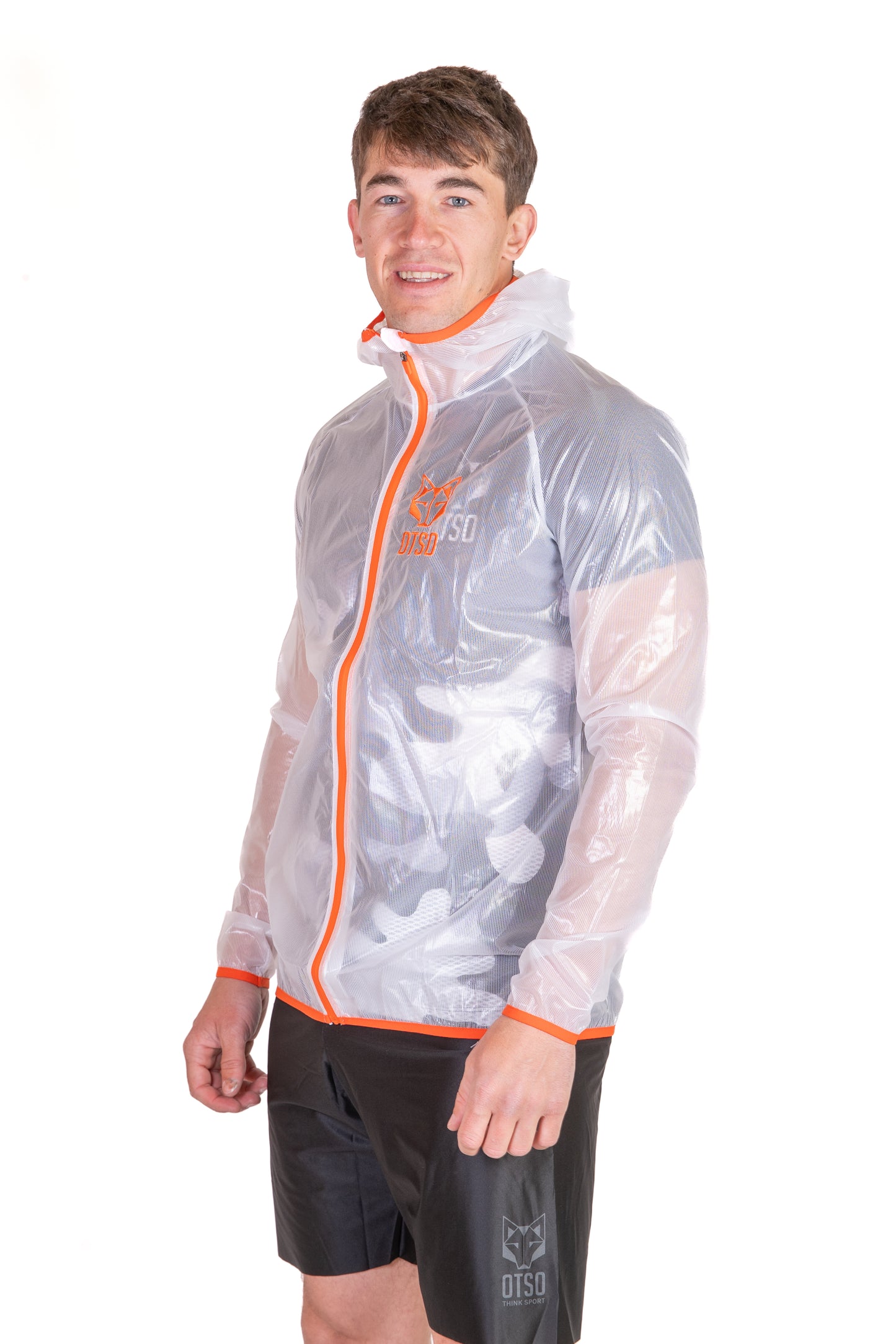 Waterproof Jacket - White & Fluo Orange