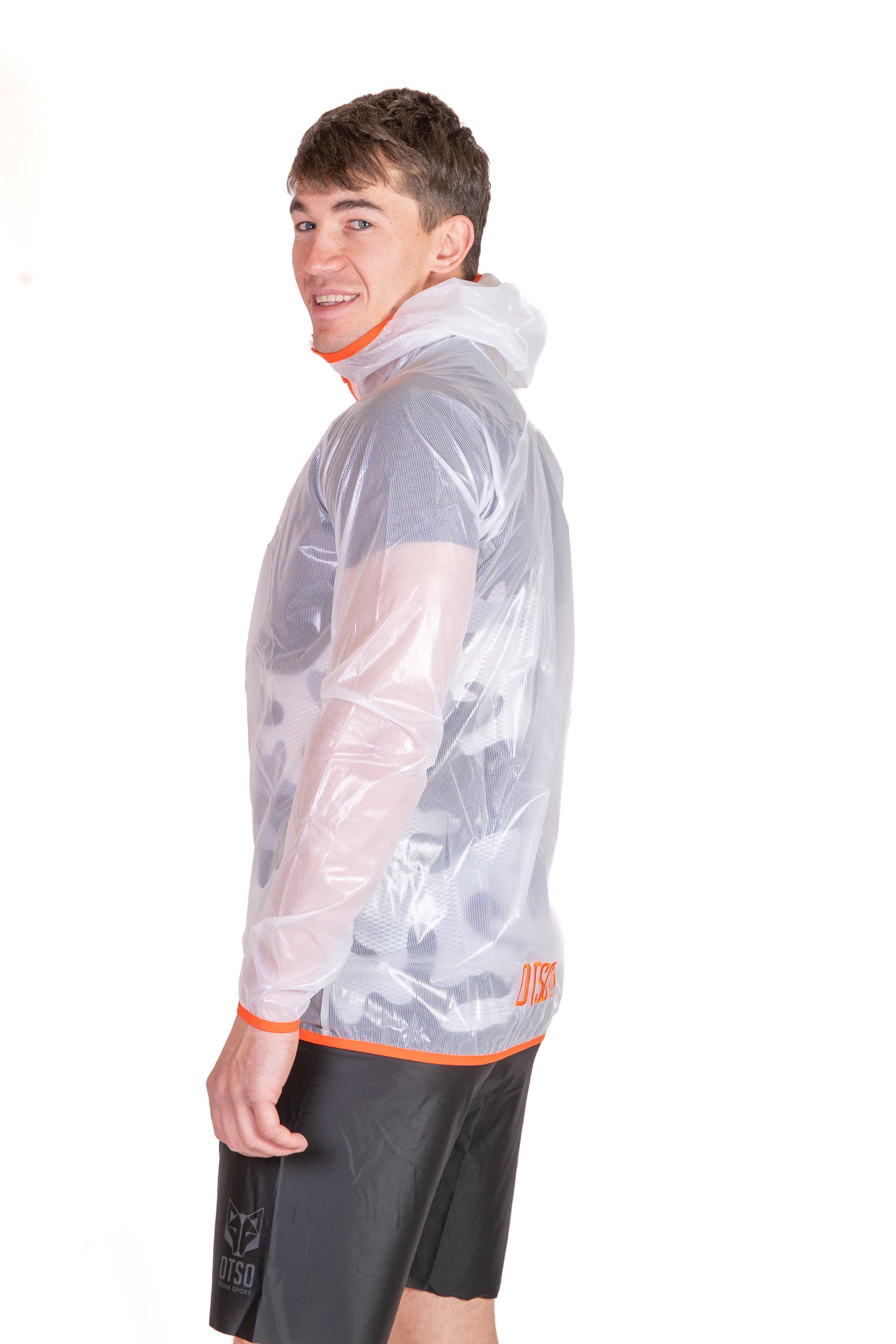 Waterproof Jacket - White & Fluo Orange