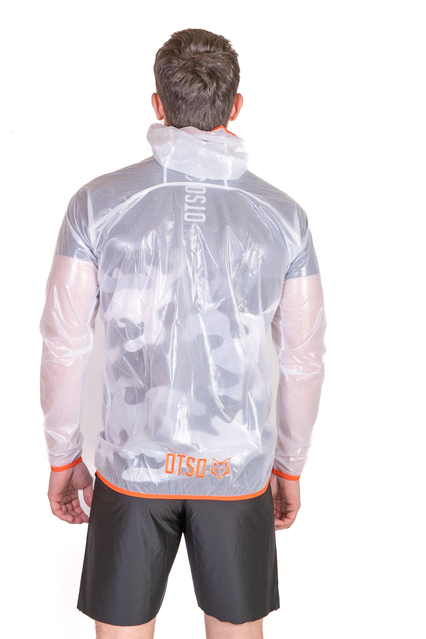 Waterproof Jacket - White & Fluo Orange
