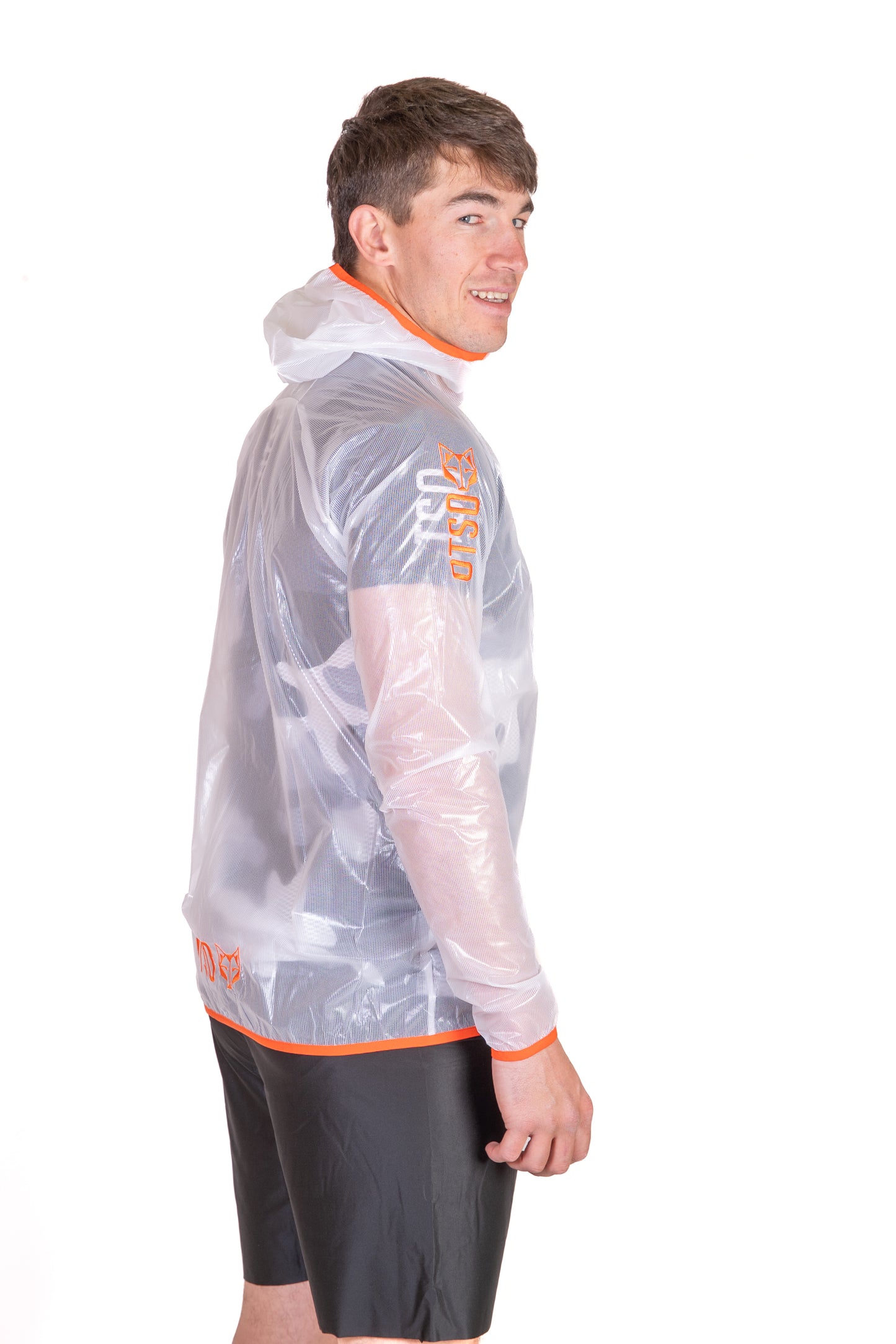 Waterproof Jacket - White & Fluo Orange