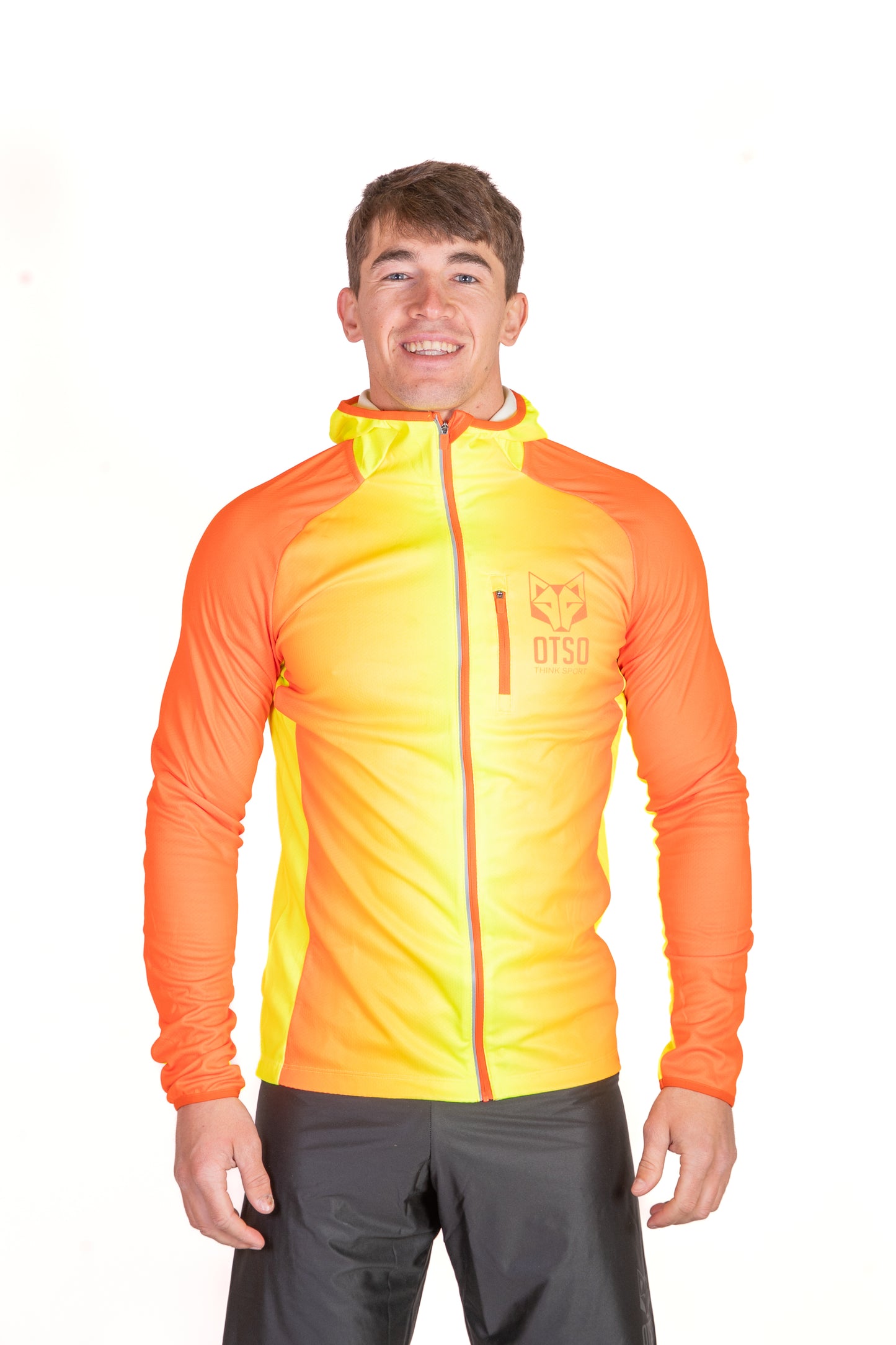 Sweat à capuche de sport unisexe - Orange fluo & Jaune fluo