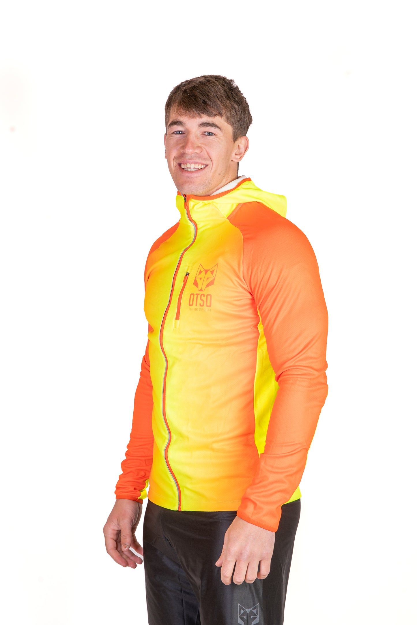 Sweat à capuche de sport unisexe - Orange fluo & Jaune fluo