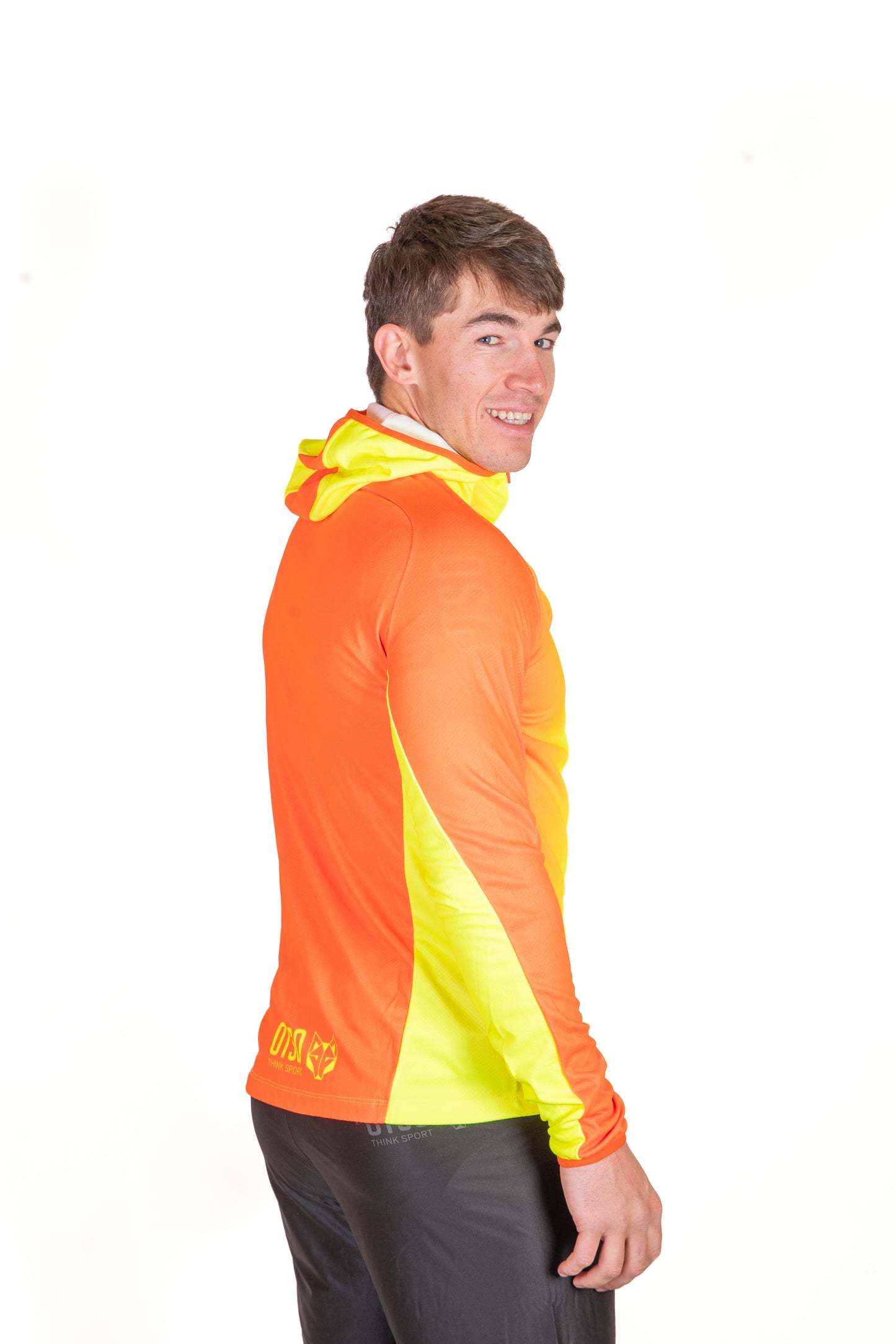 Sweat à capuche de sport unisexe - Orange fluo & Jaune fluo