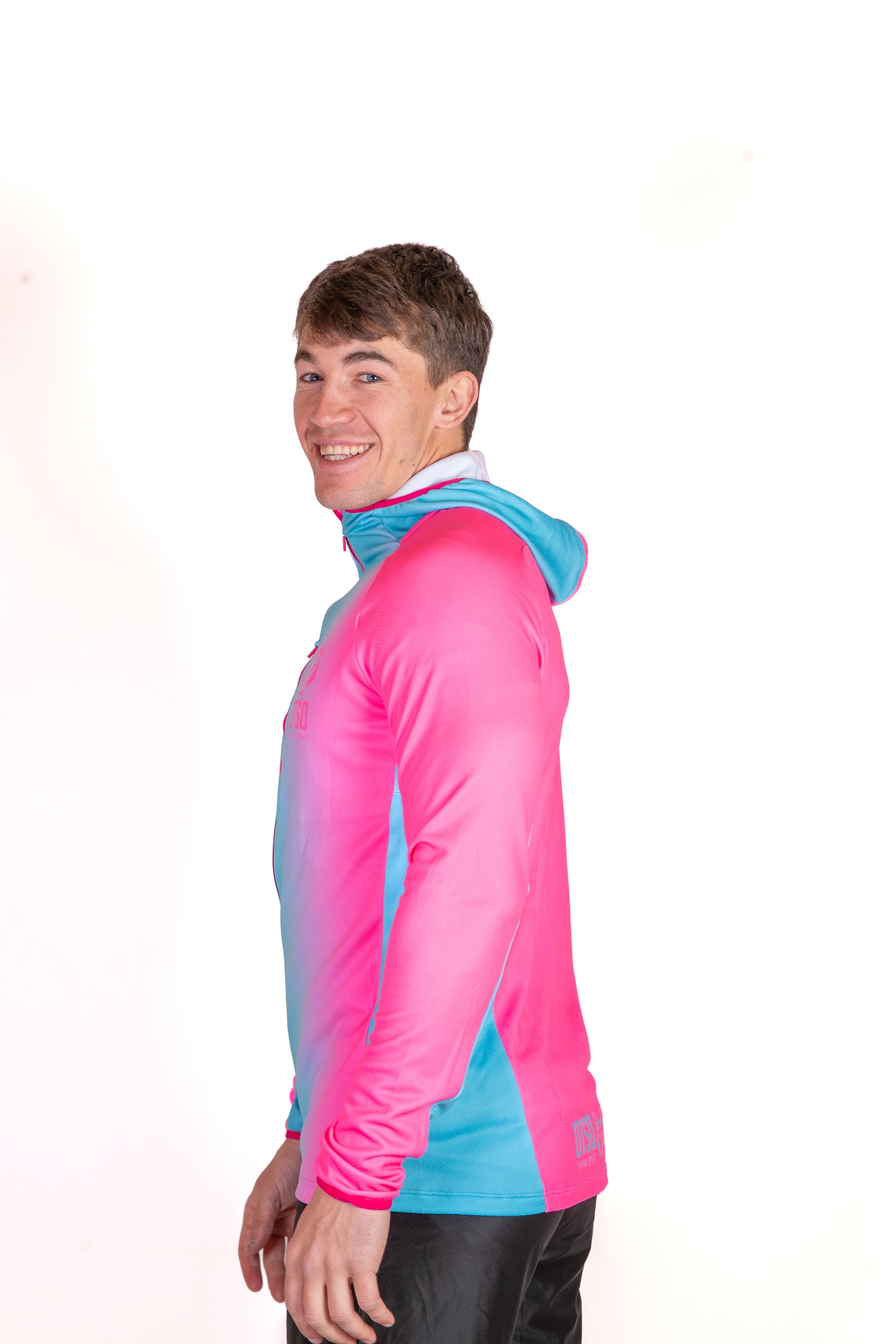 Felpa sportiva unisex con cappuccio - Fluo Pink & Light Blue