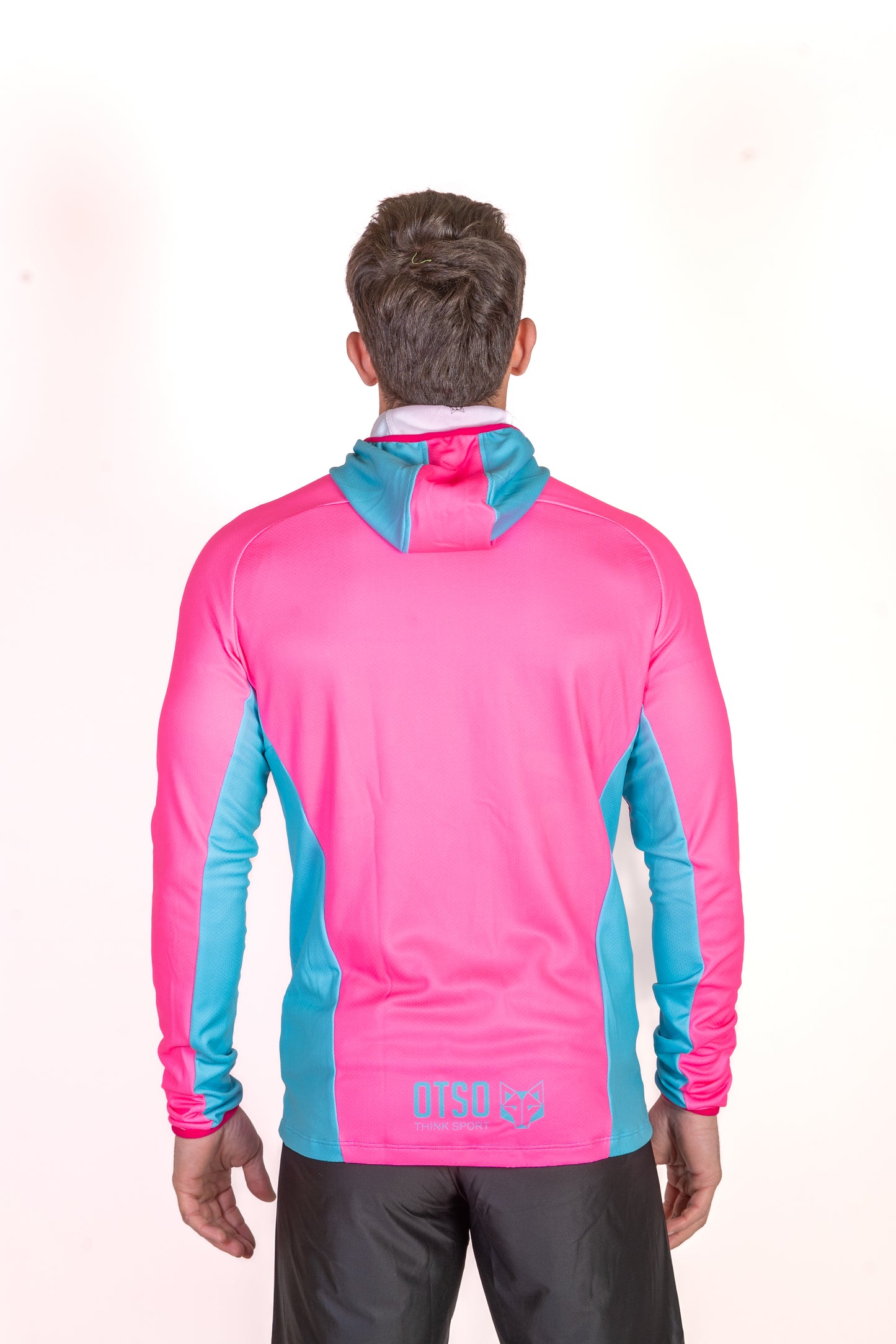 Felpa sportiva unisex con cappuccio - Fluo Pink & Light Blue