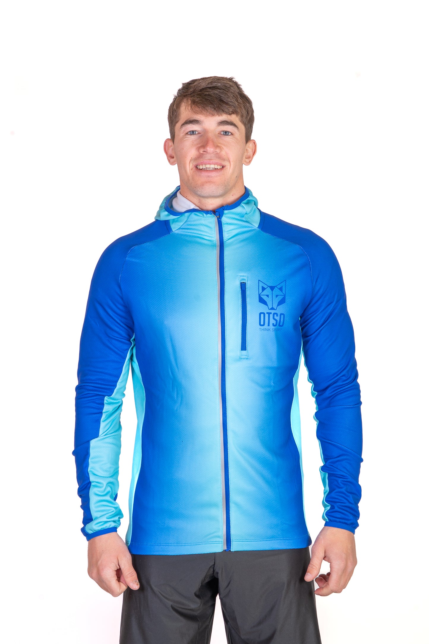 Felpa sportiva unisex con cappuccio - Electric Blue & Light Blue