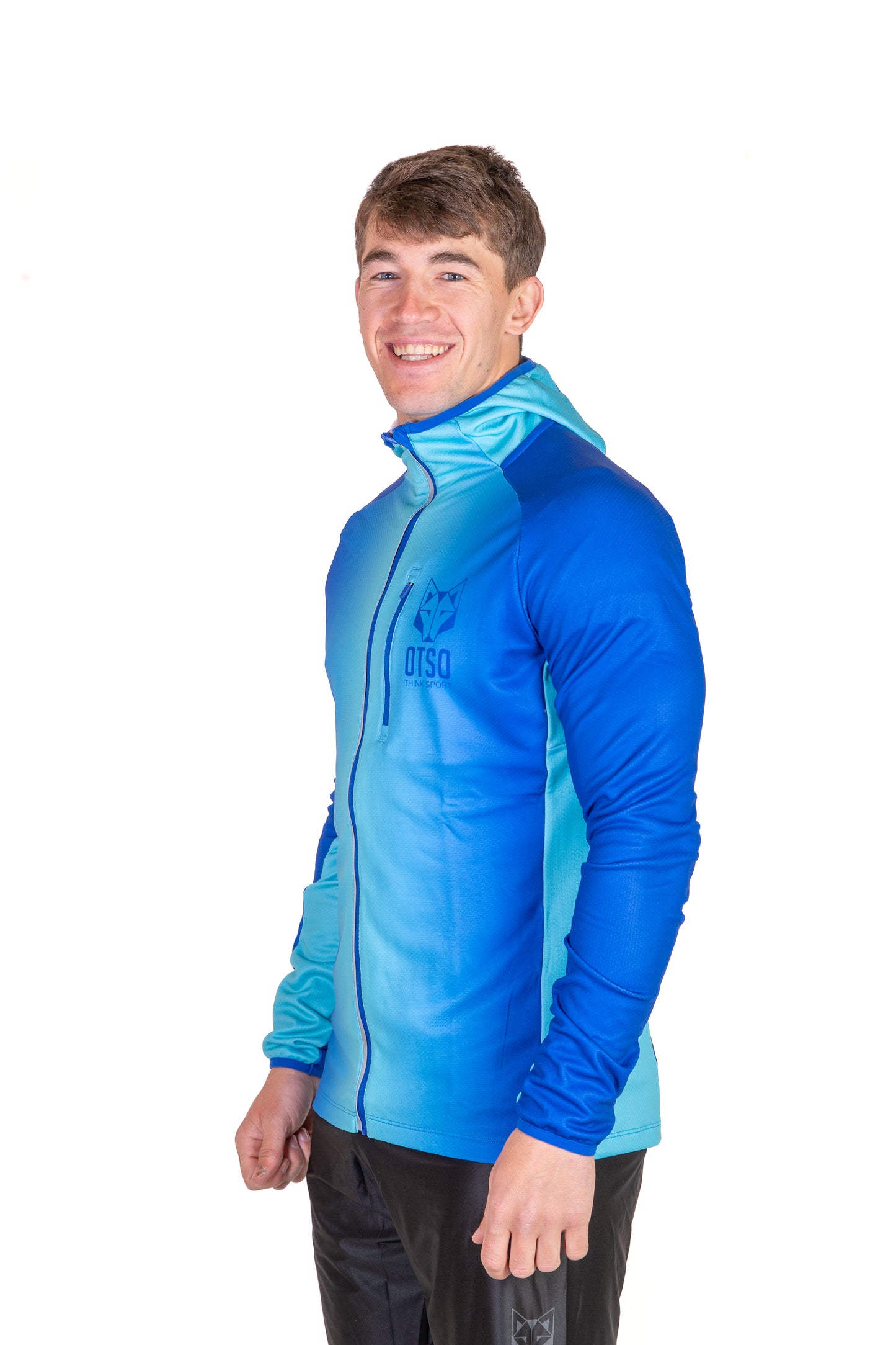Felpa sportiva unisex con cappuccio - Electric Blue & Light Blue