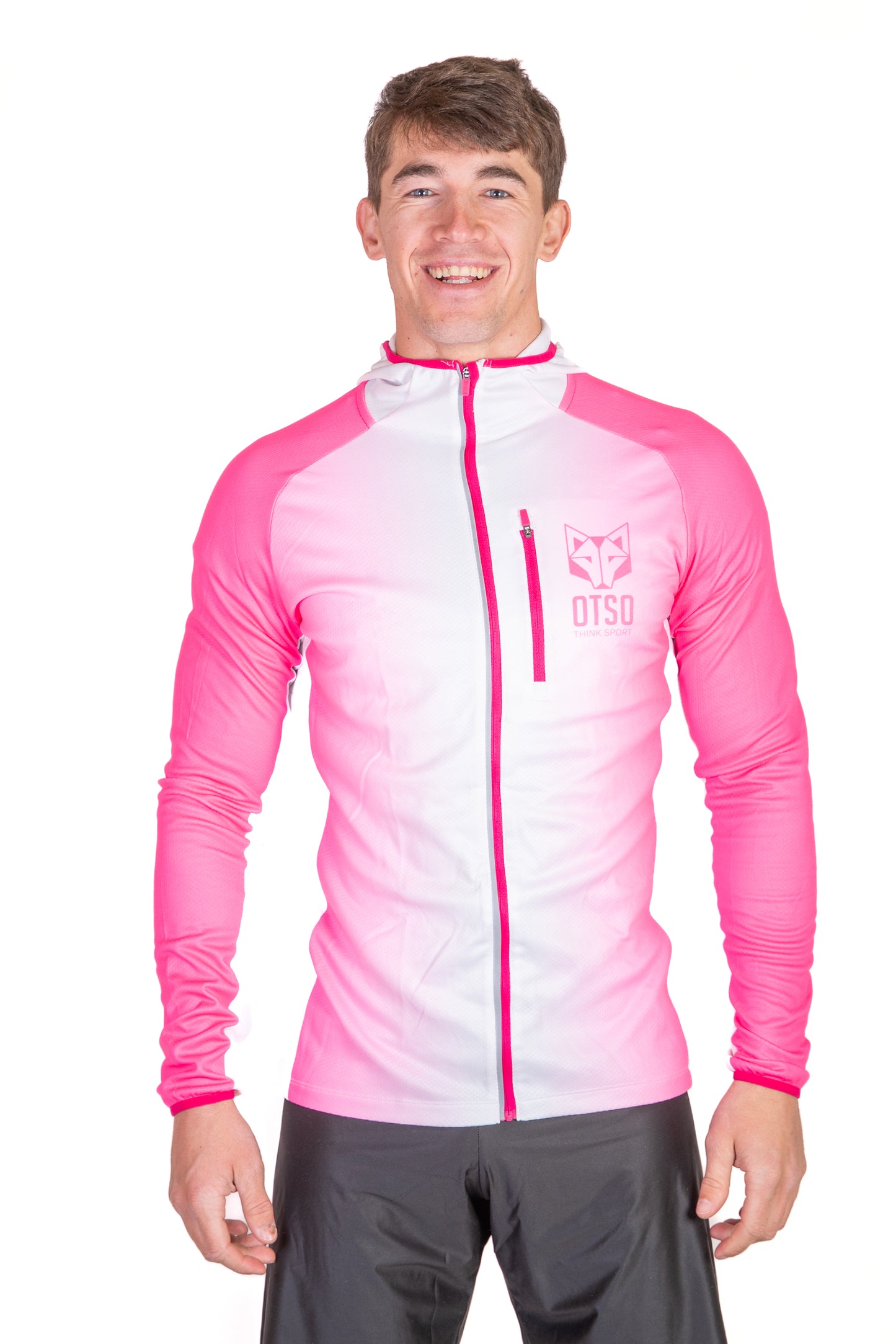 Unisex sport hoodie - Fluo Pink & White